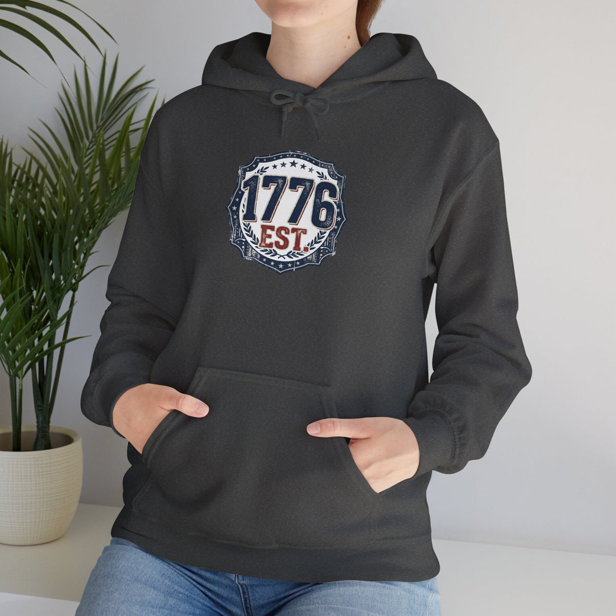 1776 Patriotic Hoodie — "Free Because of the Brave" Military Veteran Sweatshirt