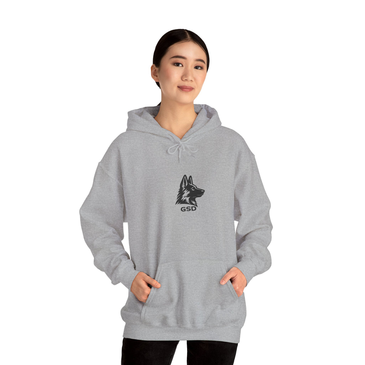 German Shepherd Hoodie - "I Can Run What's Your SuperPower" - Word Cloud Dog Silhouette Graphic Sweatshirt