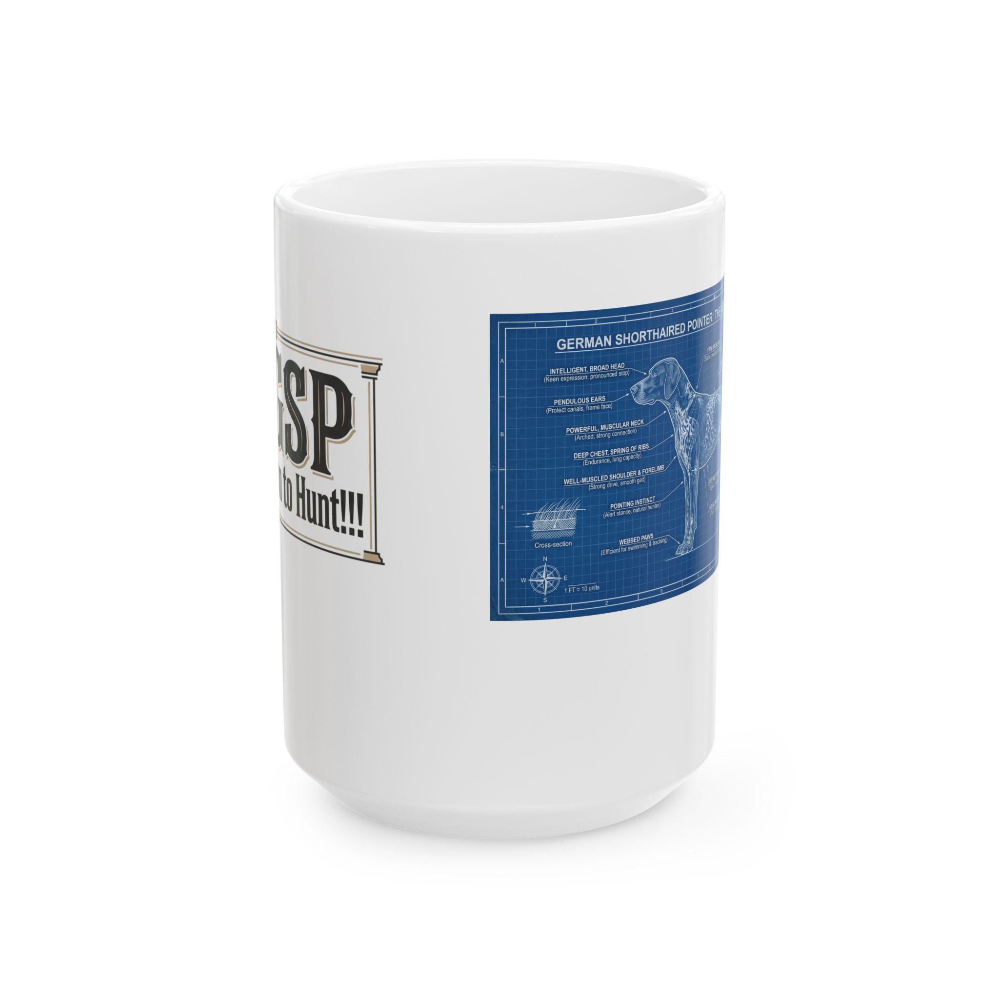 German Shorthaired Pointer Blueprint Ceramic Mug (11oz, 15oz)