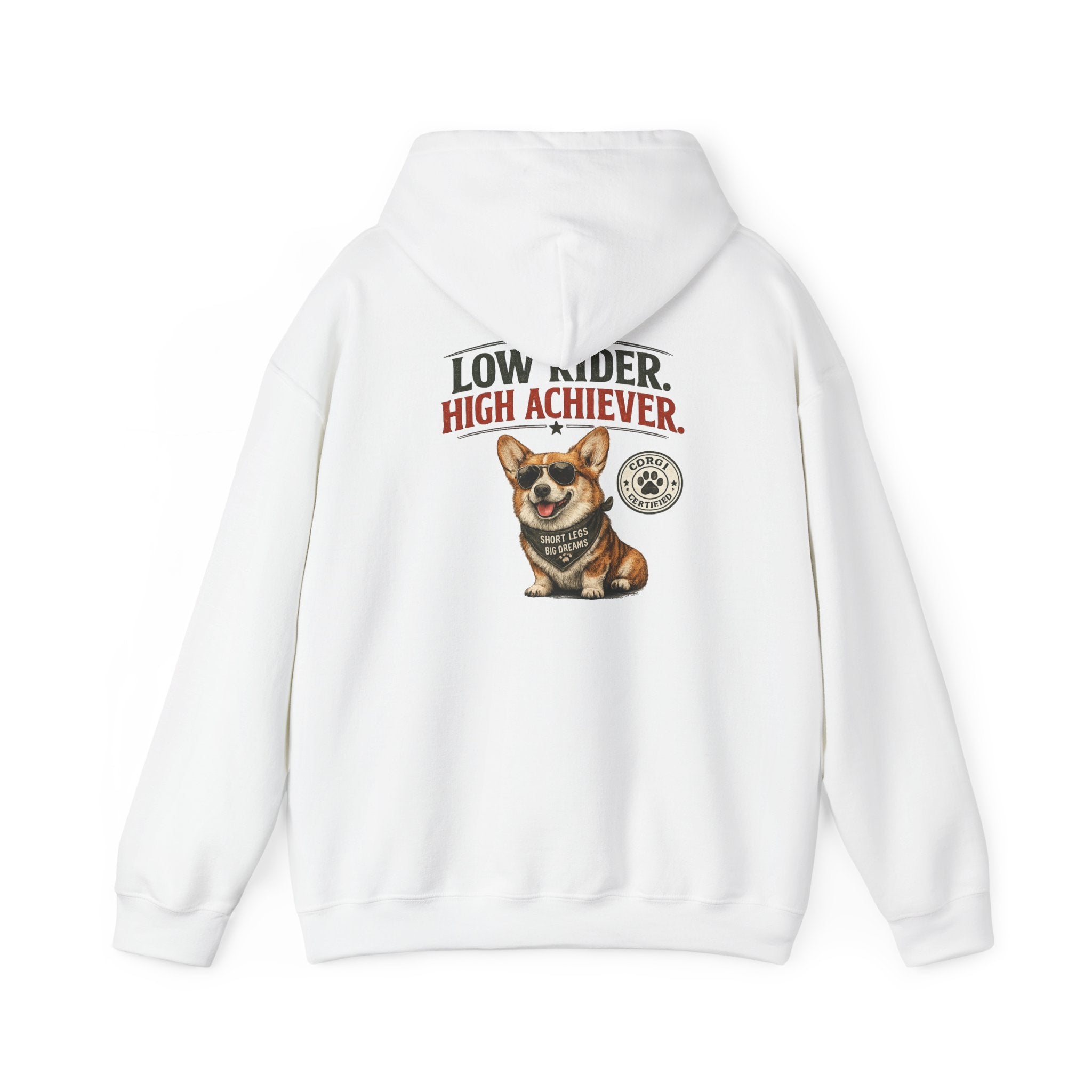 Corgi High Achiever Hoodie — 'Low Risk, High Achiever'