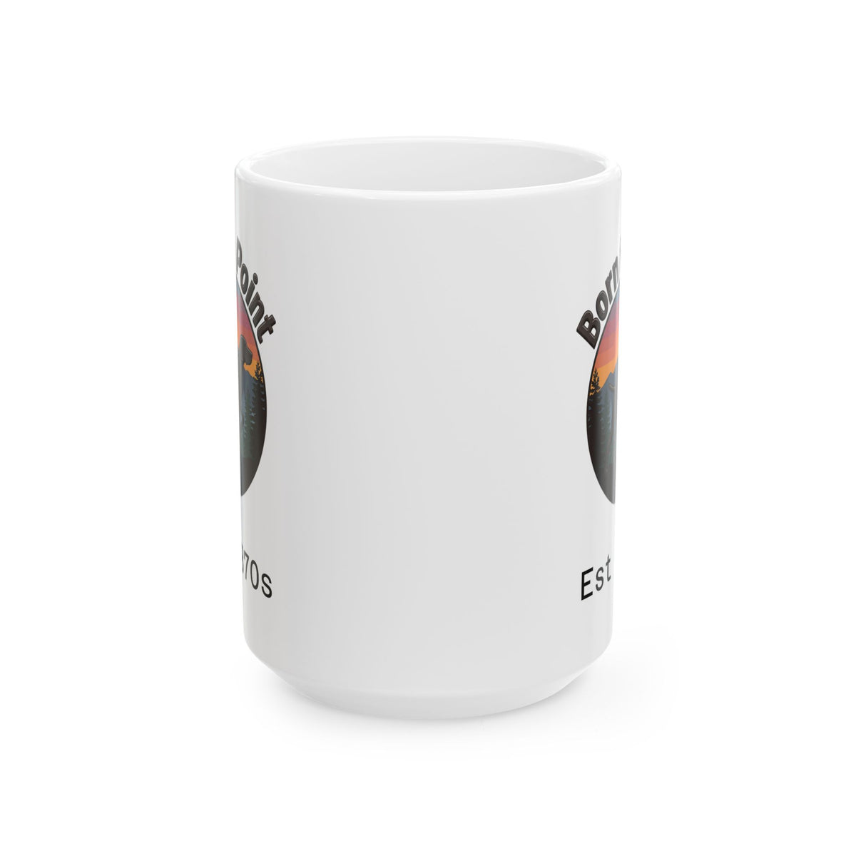 German Shorthair Pointer Ceramic Mug — Born to Point Vintage Sunset Logo (11oz & 15oz)