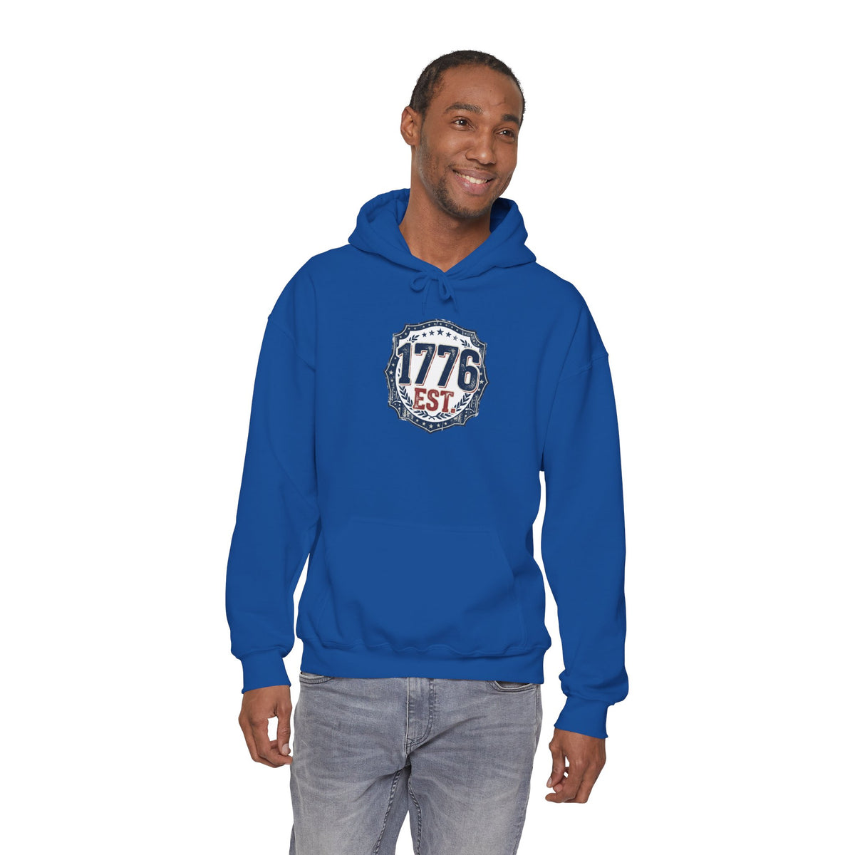 1776 Patriotic Hoodie — "Free Because of the Brave" Military Veteran Sweatshirt