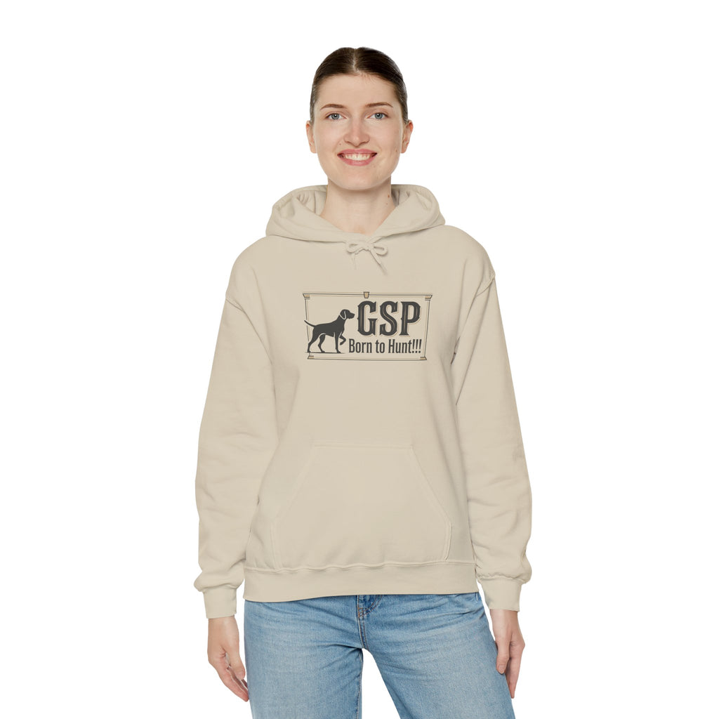 GSP 'Born to Hunt' Hoodie — German Shorthaired Pointer Blueprint Design