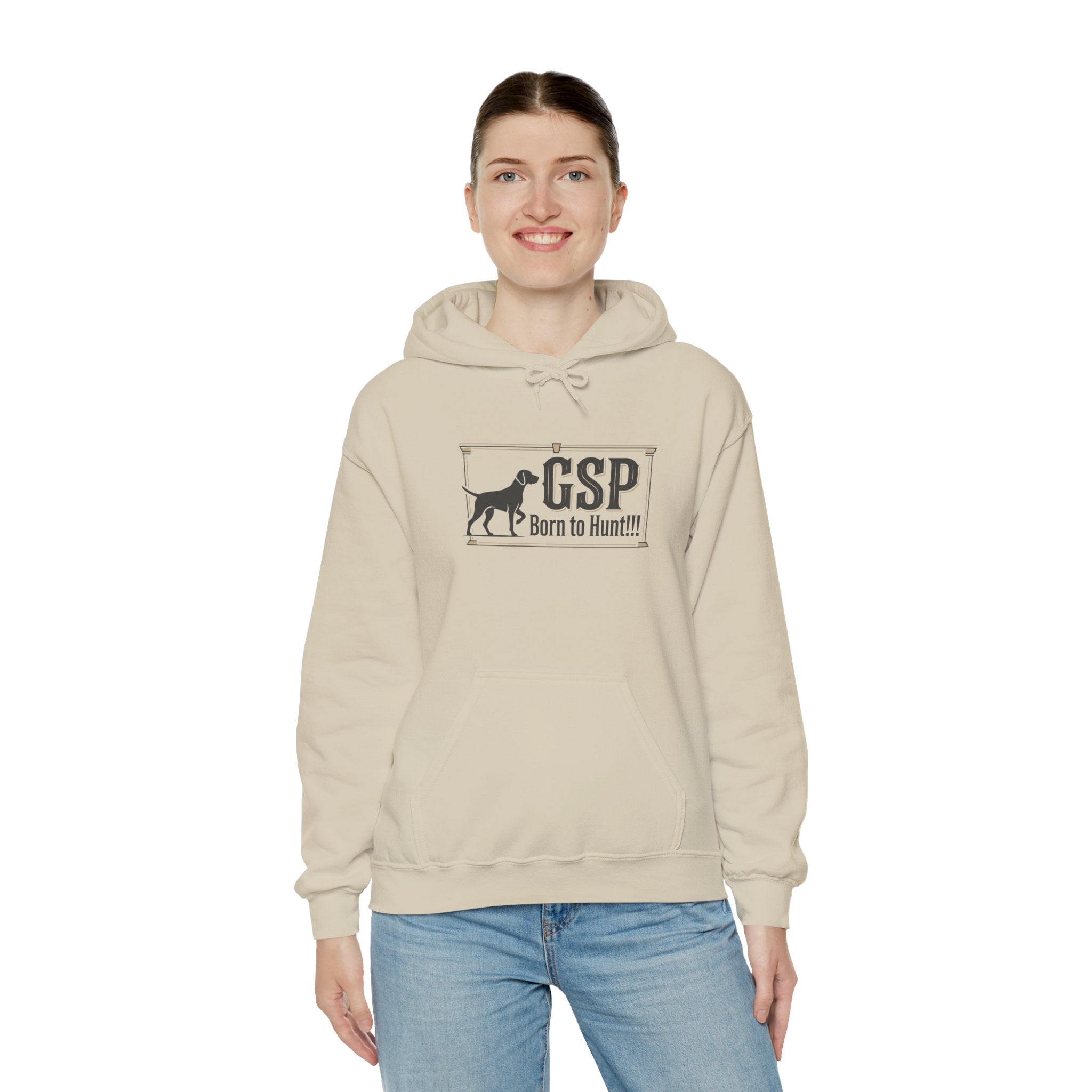GSP 'Born to Hunt' Hoodie — German Shorthaired Pointer Blueprint Design