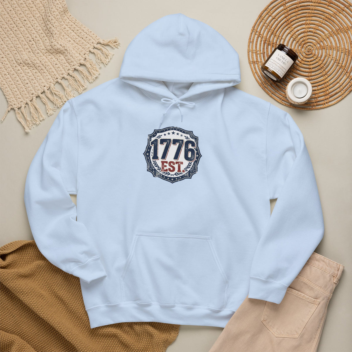 1776 Patriotic Hoodie — "Free Because of the Brave" Military Veteran Sweatshirt
