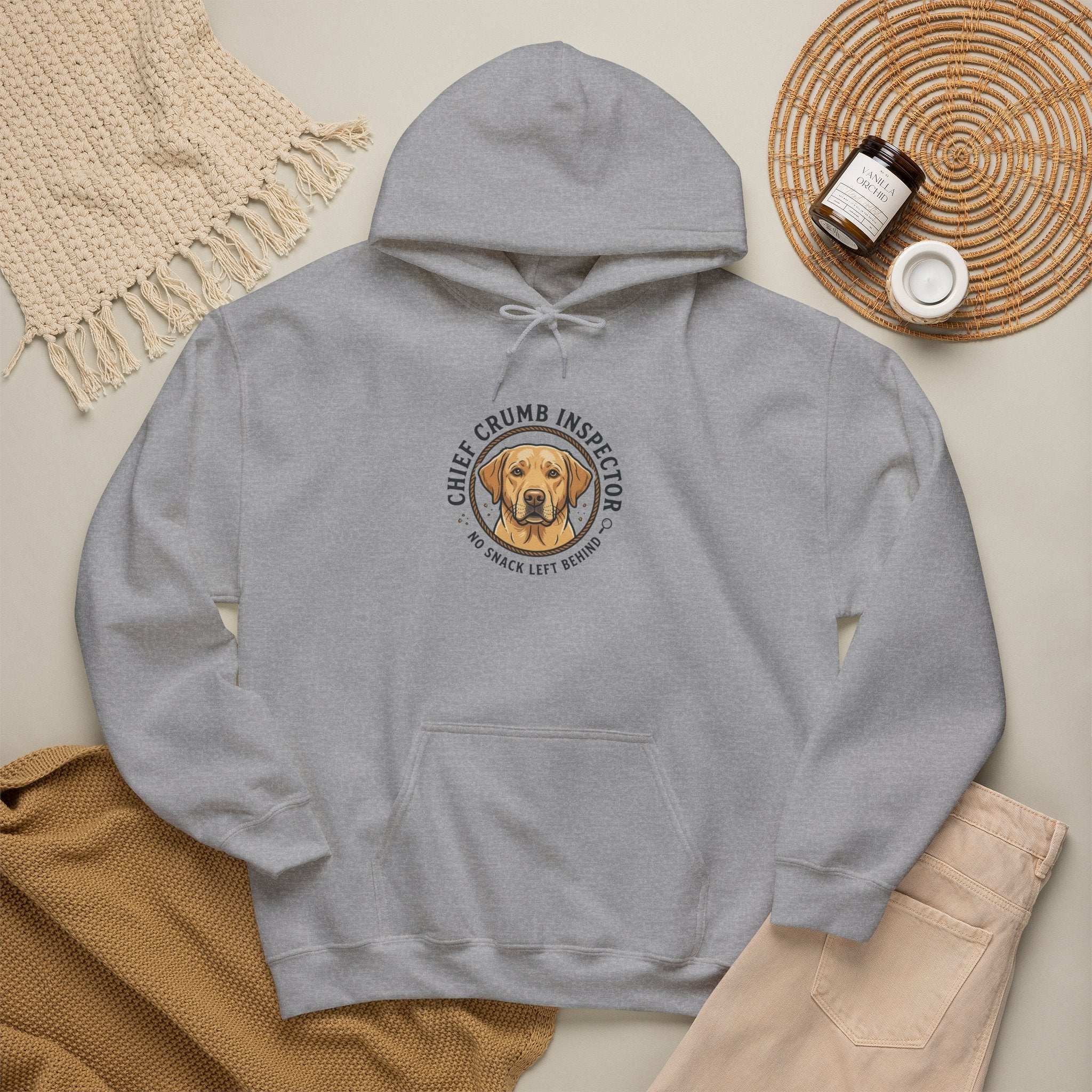 Labrador Retriever Hoodie — “Chief Crumb Inspector” Cute Labrador Kitchen Portrait Pullover