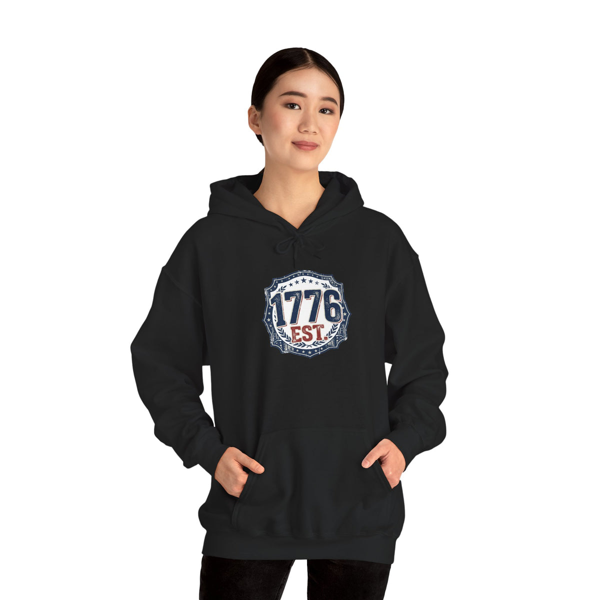 1776 Patriotic Hoodie — "Free Because of the Brave" Military Veteran Sweatshirt