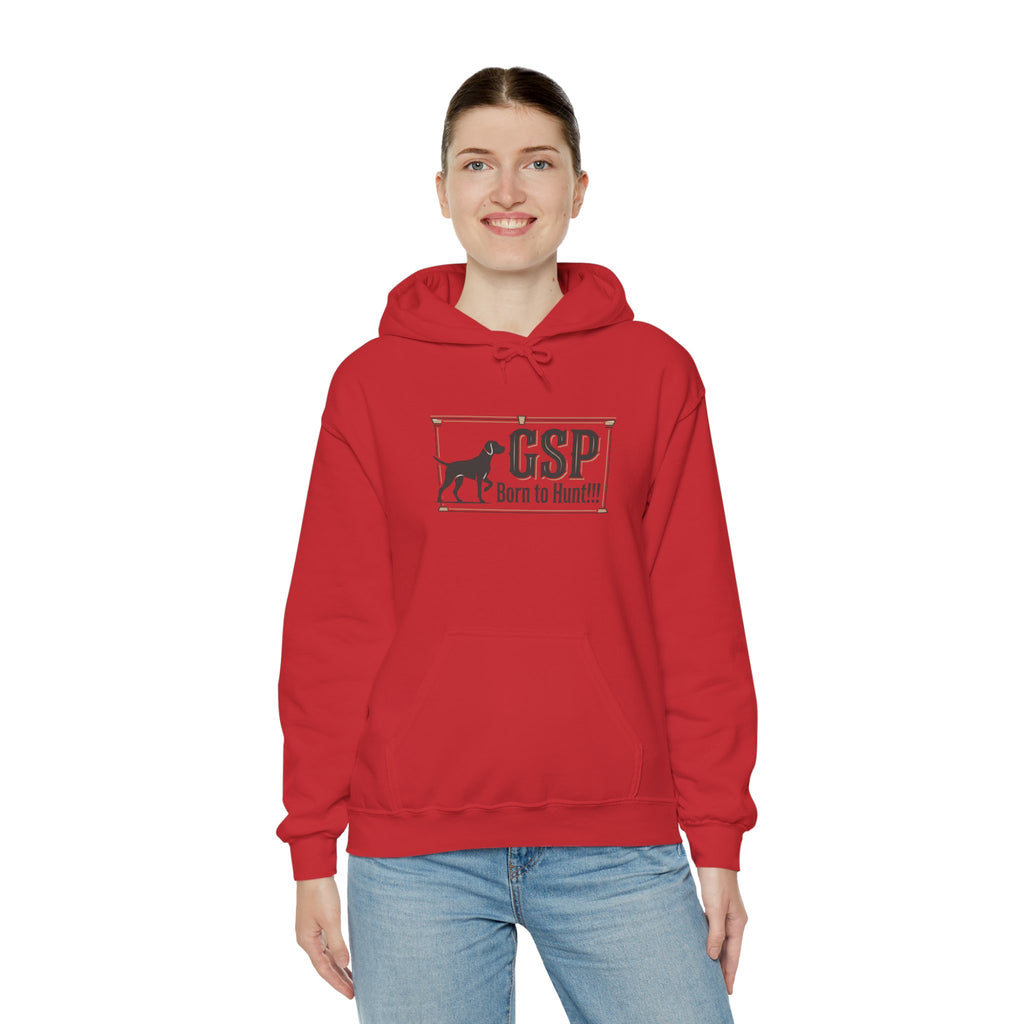 GSP 'Born to Hunt' Hoodie — German Shorthaired Pointer Blueprint Design