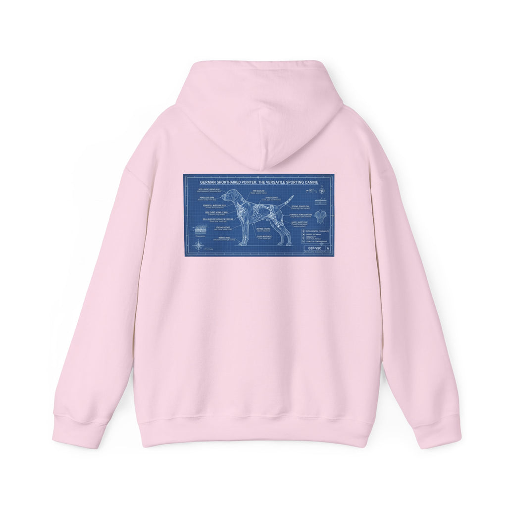 GSP 'Born to Hunt' Hoodie — German Shorthaired Pointer Blueprint Design