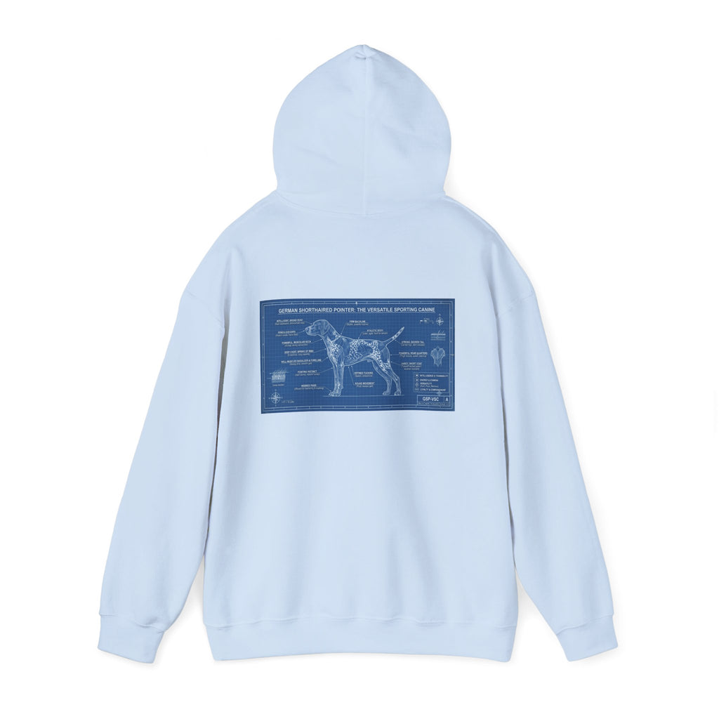 GSP 'Born to Hunt' Hoodie — German Shorthaired Pointer Blueprint Design