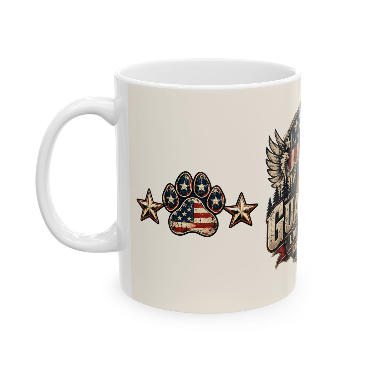Guardian K9 Ceramic Mug – Loyal & Free American Flag German Shepherd Coffee Cup (11oz/15oz)