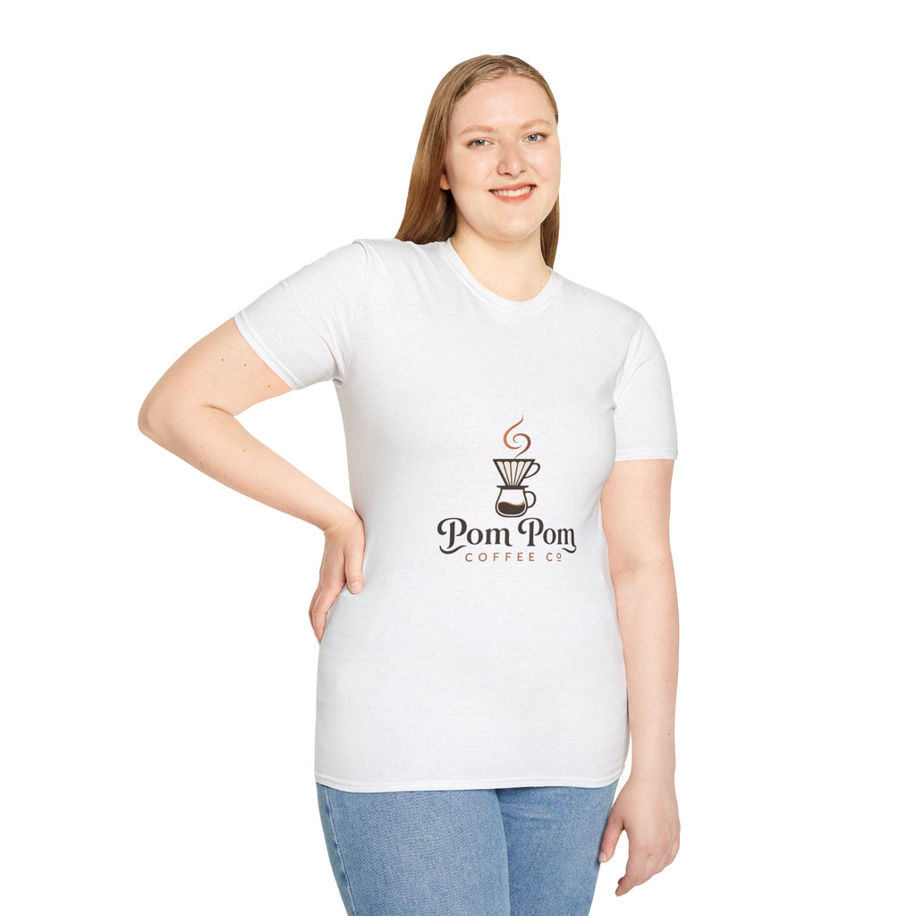 Pomeranian Pom Pom Coffee Pomeranian T-Shirt — “Fueled by Coffee and Pom Pom Energy”