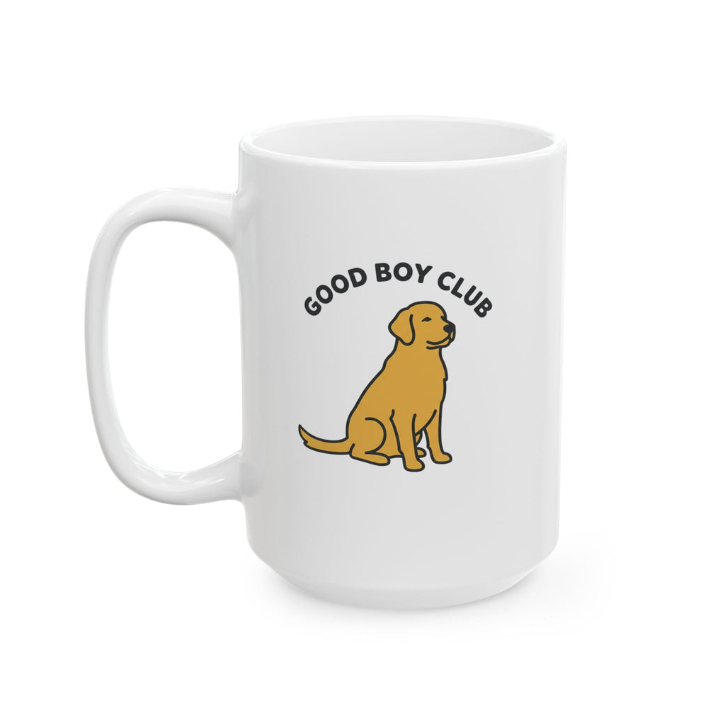 Golden Retriever Ceramic Mug — "Good Boy" Loyal Dog Coffee Cup (11oz/15oz)