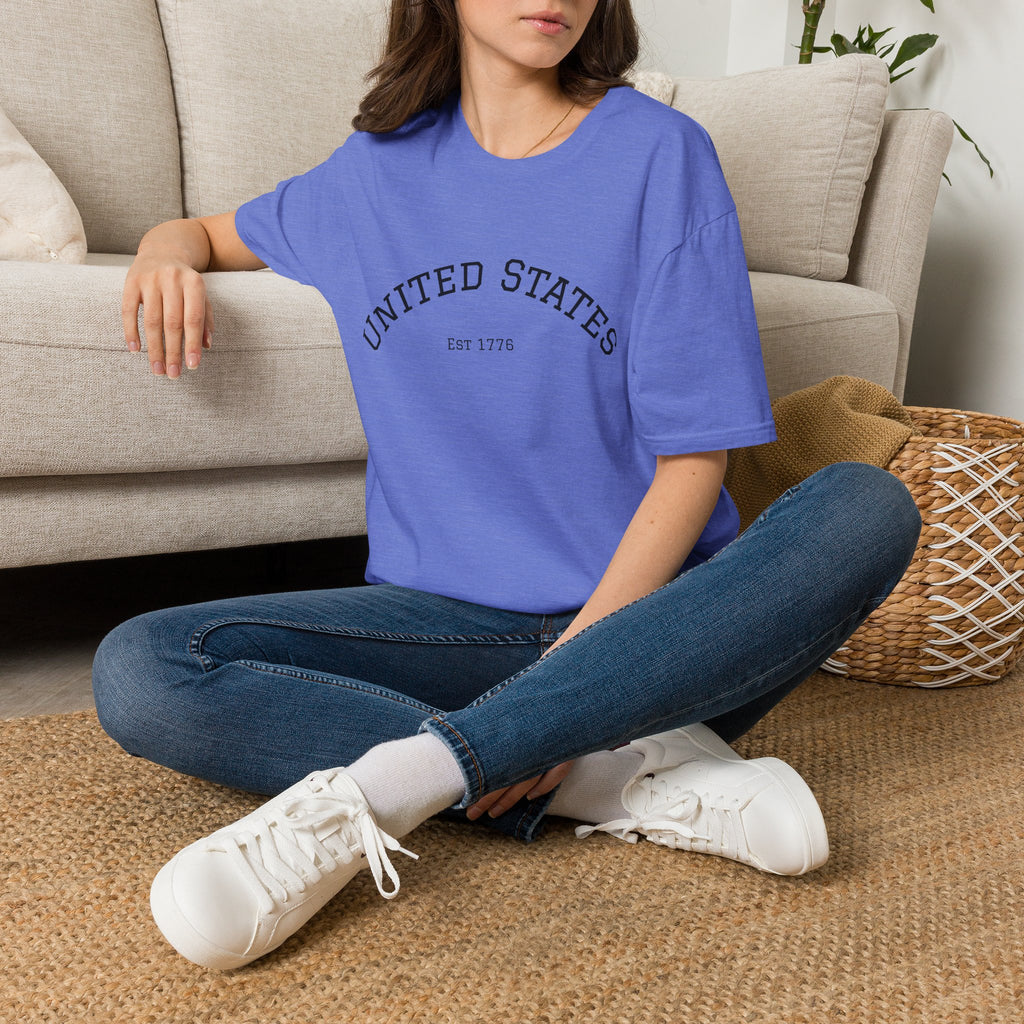 United States EST 1776 T-Shirt | Patriotic Vintage Script Tee