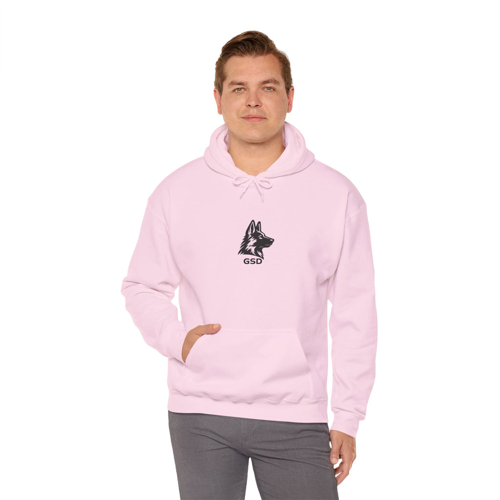 German Shepherd Hoodie - "I Can Run What's Your SuperPower" - Word Cloud Dog Silhouette Graphic Sweatshirt