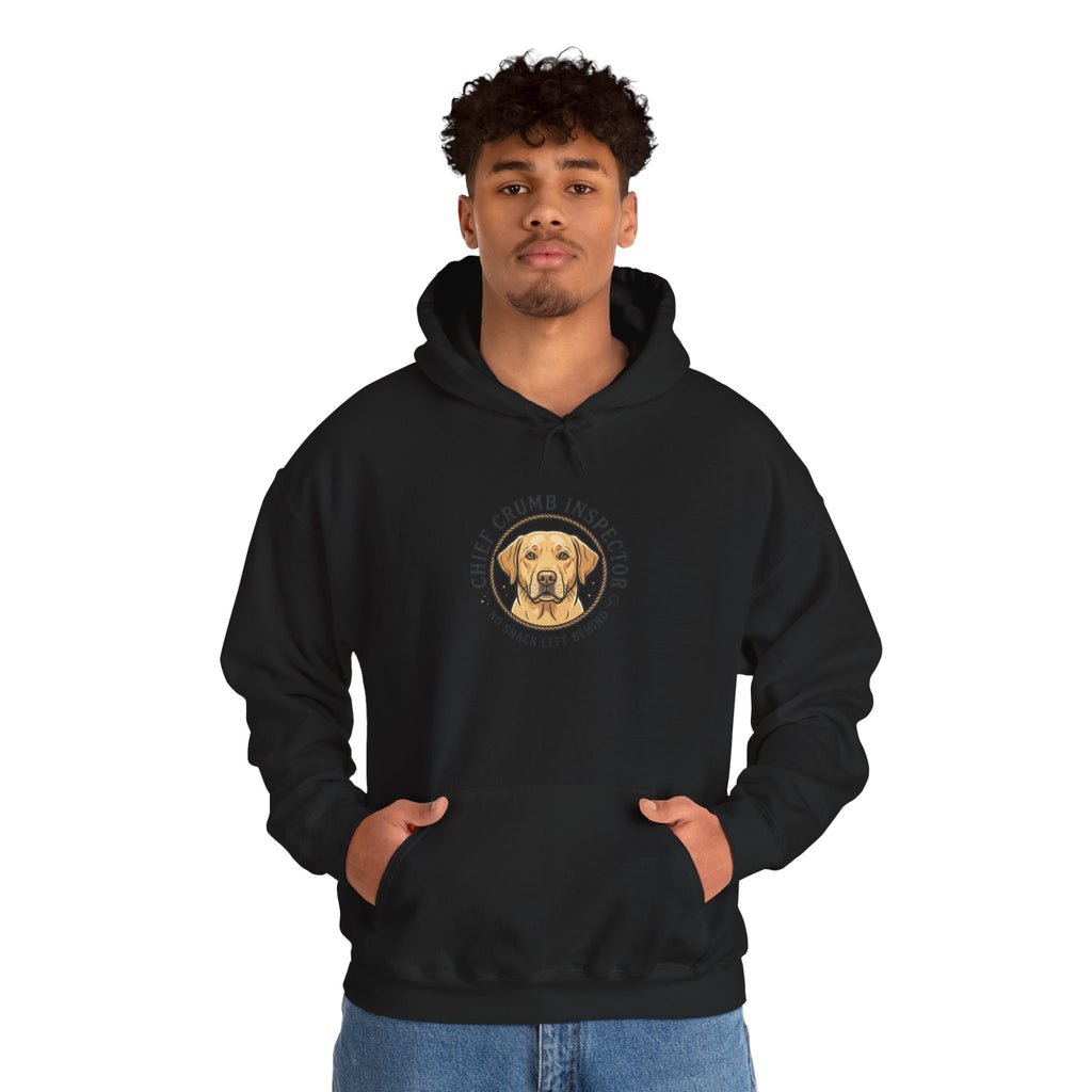 Labrador Retriever Hoodie — “Chief Crumb Inspector” Cute Labrador Kitchen Portrait Pullover