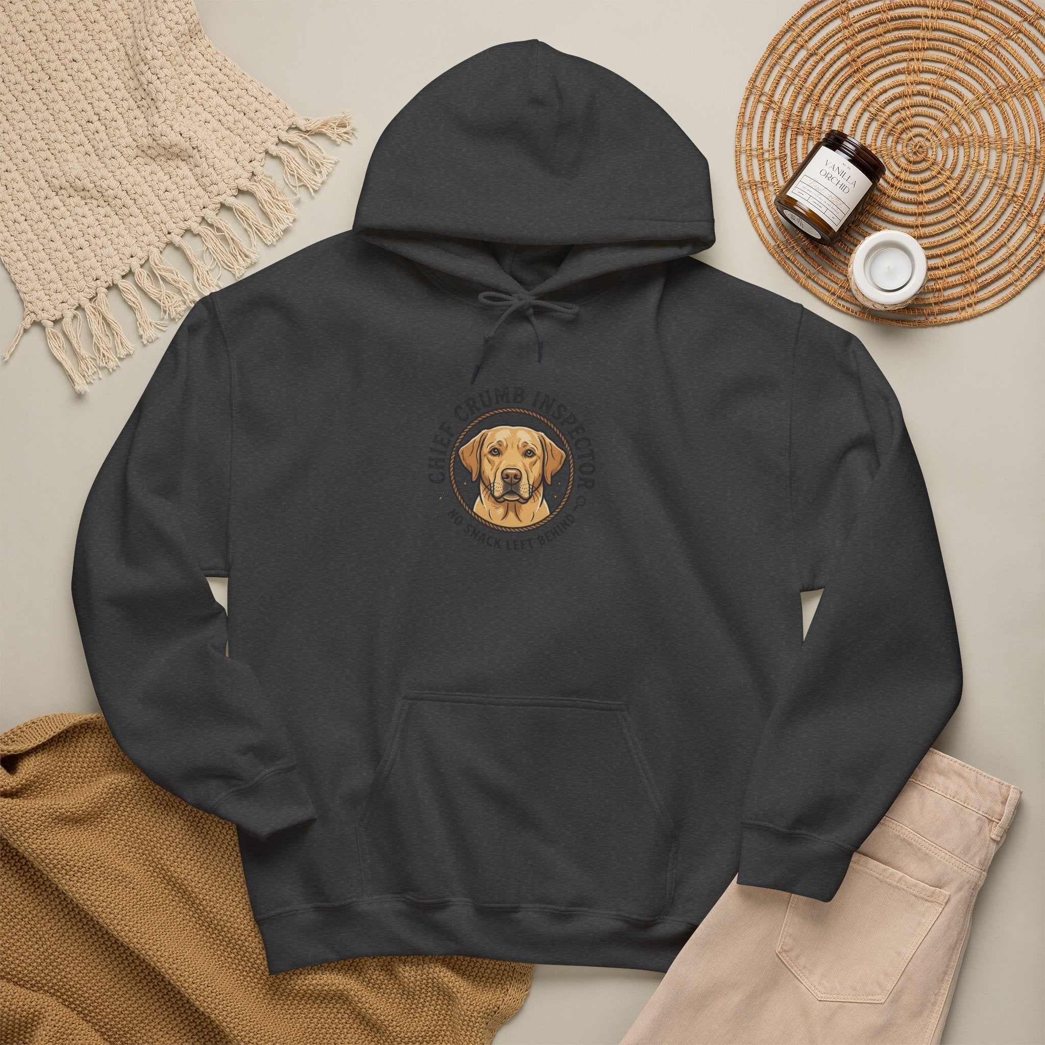 Labrador Retriever Hoodie — “Chief Crumb Inspector” Cute Labrador Kitchen Portrait Pullover