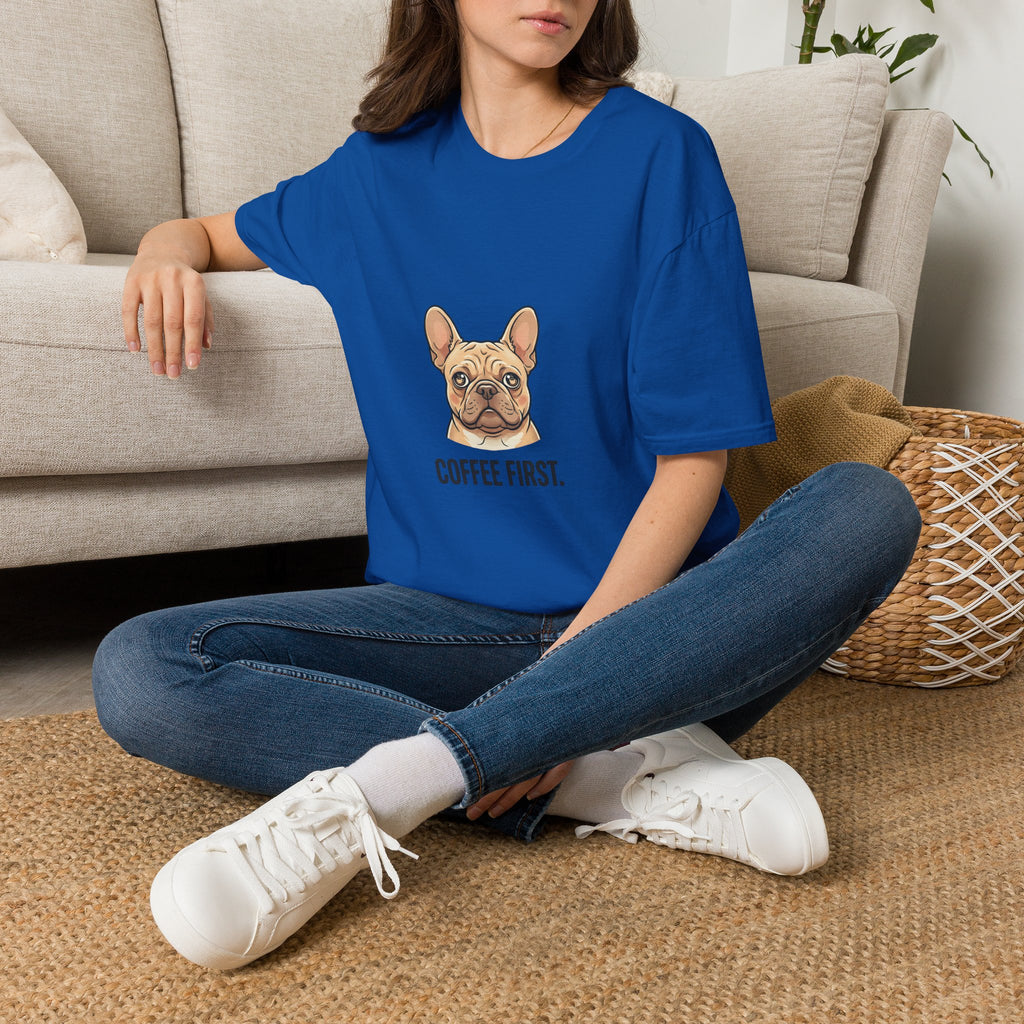 French Bulldog "Coffee First" T-Shirt