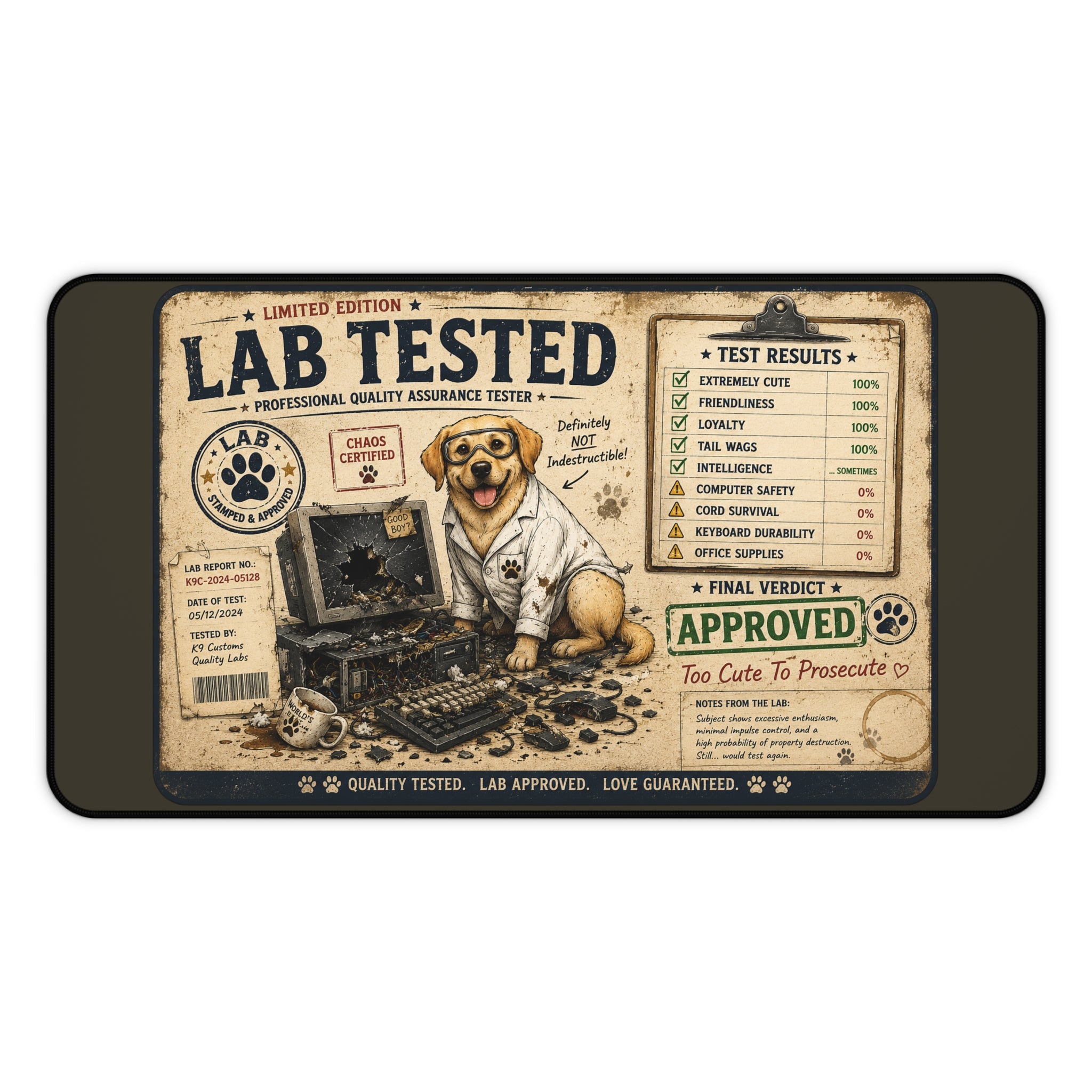 Lab Tested Labrador Desk Mat – Cute Approved Pet-Themed Mousepad