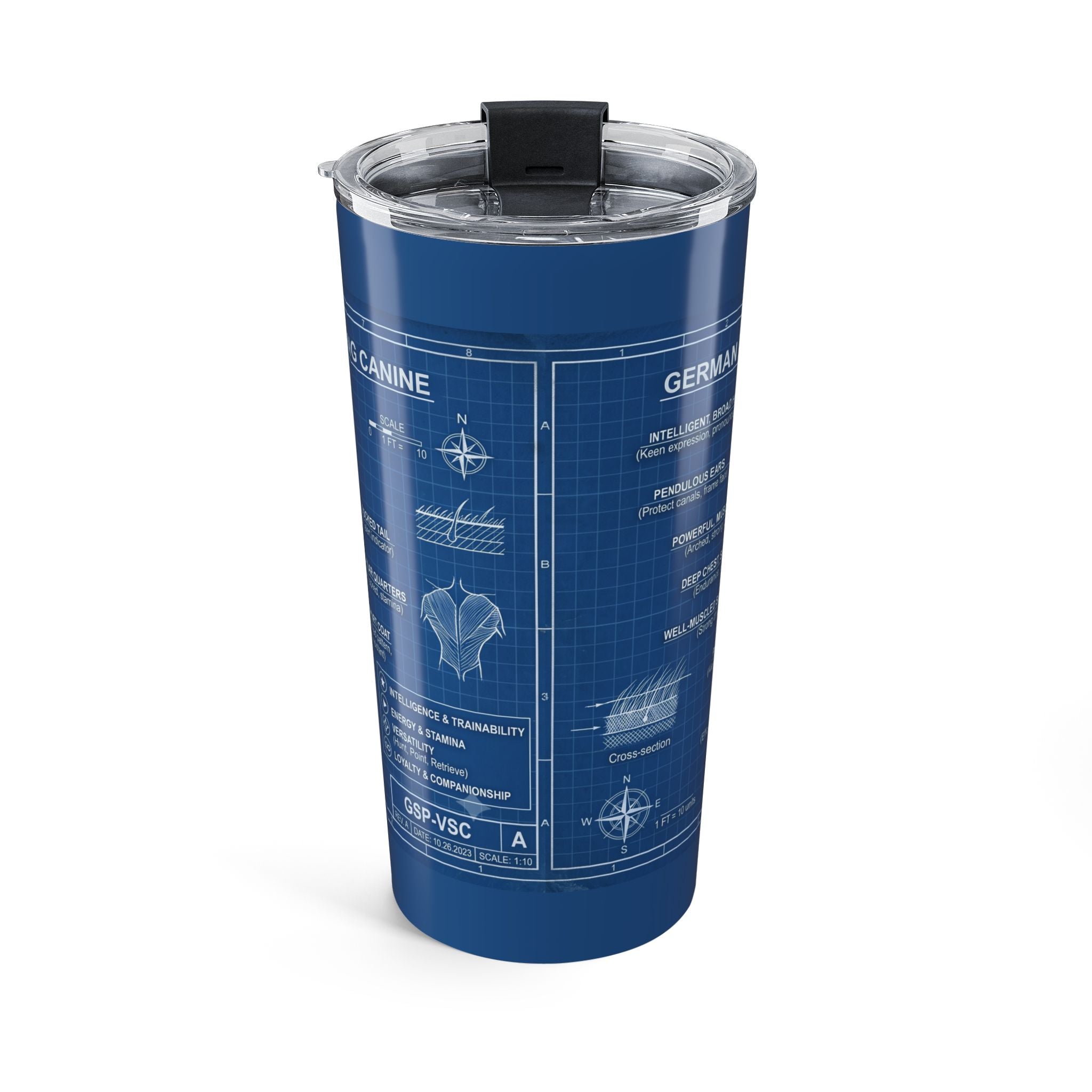 German Shorthaired Pointer Blueprints 20oz Tumbler — Insulated Travel Cup for Dog Lovers