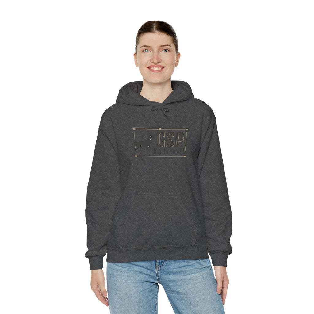 GSP 'Born to Hunt' Hoodie — German Shorthaired Pointer Blueprint Design