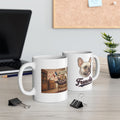 French Bulldog 90% Energy Ceramic Mug – Cozy Library & Fireplace Coffee Cup (11oz/15oz)