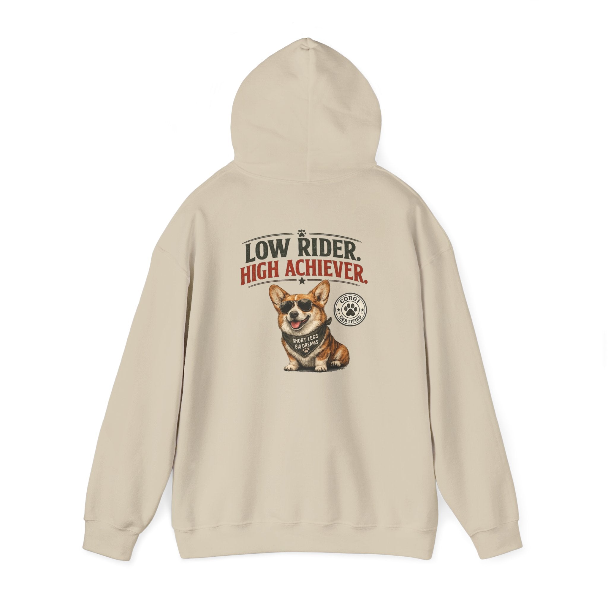 Corgi High Achiever Hoodie — 'Low Risk, High Achiever'
