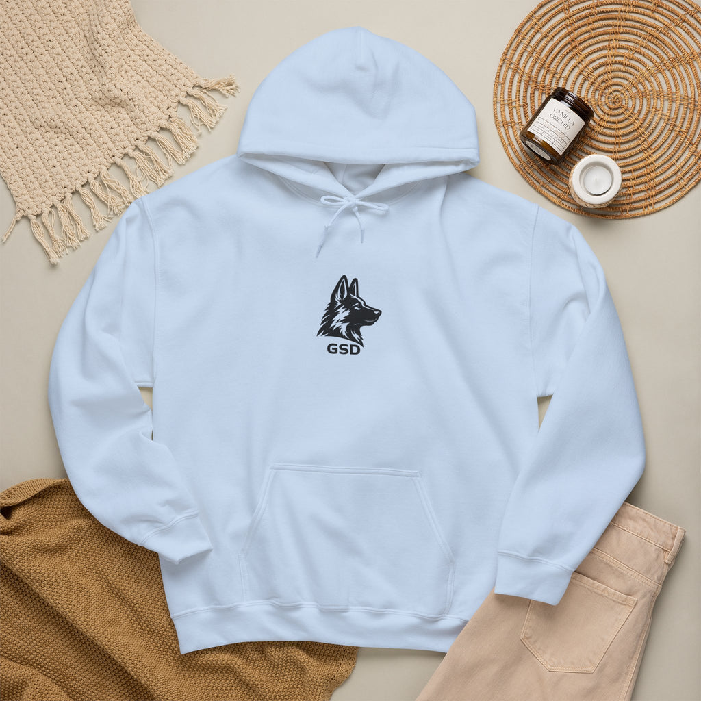 German Shepherd Hoodie - "I Can Run What's Your SuperPower" - Word Cloud Dog Silhouette Graphic Sweatshirt