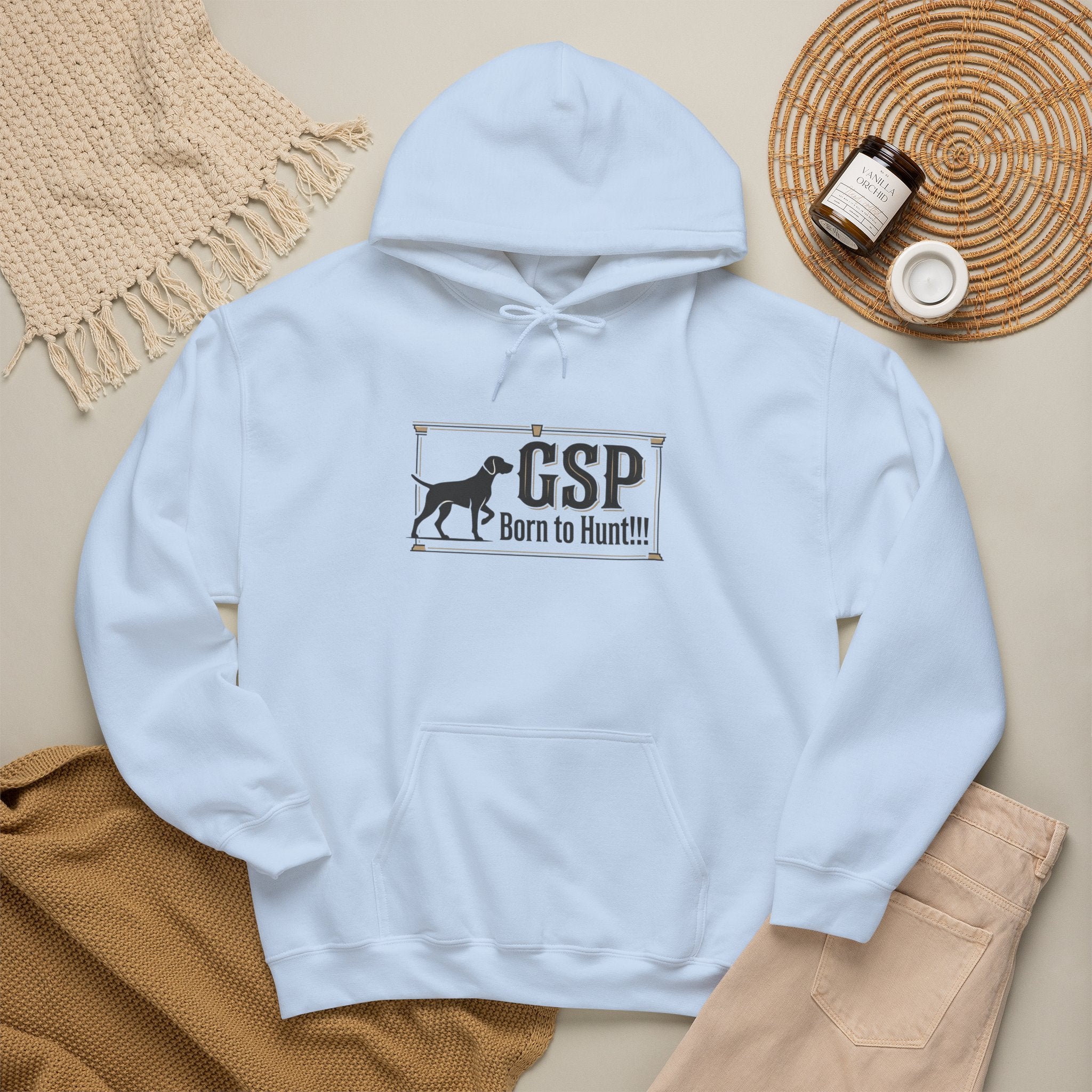 GSP 'Born to Hunt' Hoodie — German Shorthaired Pointer Blueprint Design