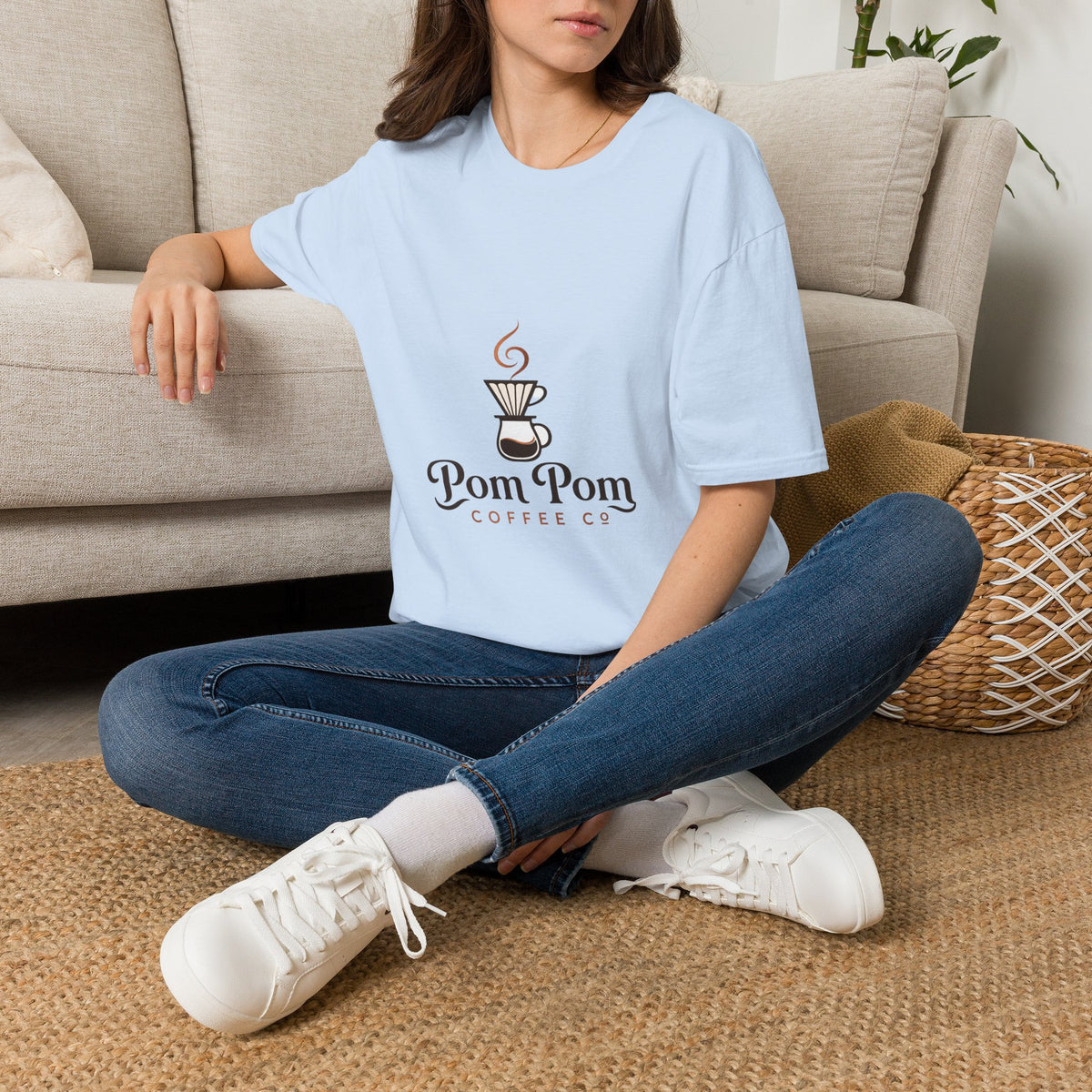 Pomeranian Pom Pom Coffee Pomeranian T-Shirt — “Fueled by Coffee and Pom Pom Energy”