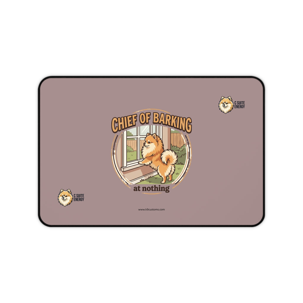 Pomeranian C Suite Energy Chief of Barking at Nothing Dog Desk Mat