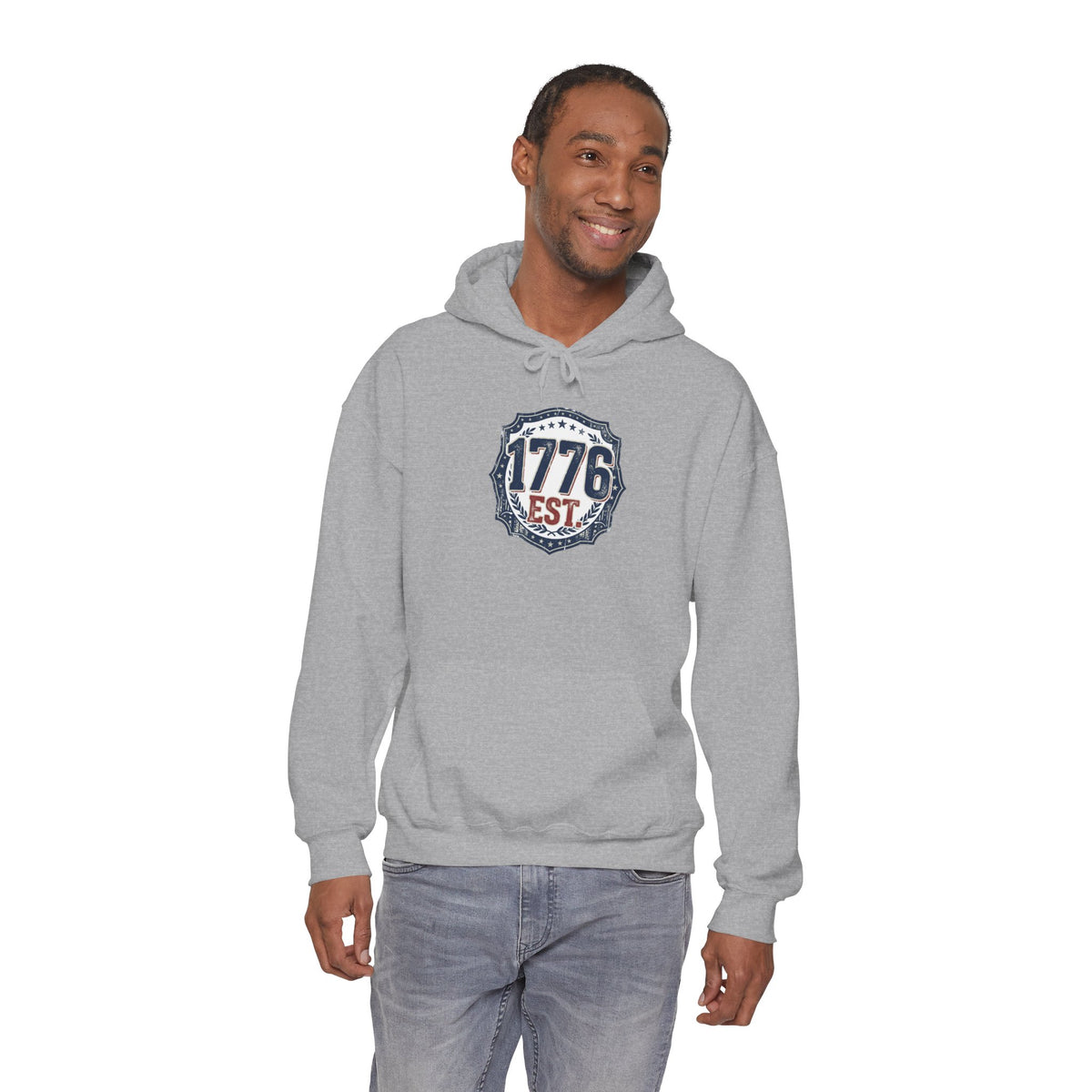 1776 Patriotic Hoodie — "Free Because of the Brave" Military Veteran Sweatshirt