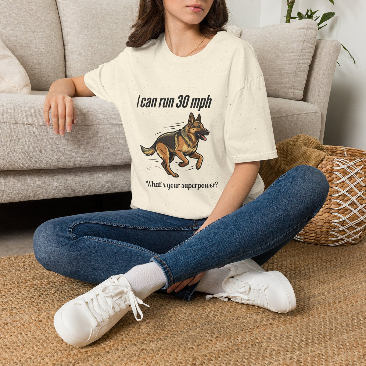 I Can Run 30 MPH German Shepherd T-Shirt — Funny Dog Owner Gift