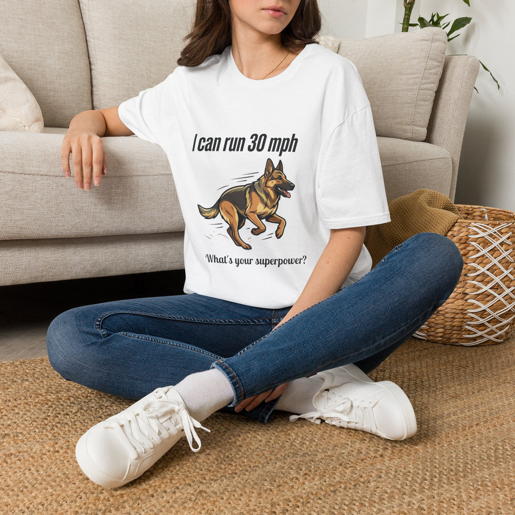 I Can Run 30 MPH German Shepherd T-Shirt — Funny Dog Owner Gift