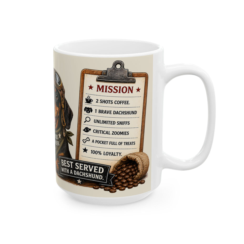 Dachshund Biker – 'Mission Brew' Coffee Cup