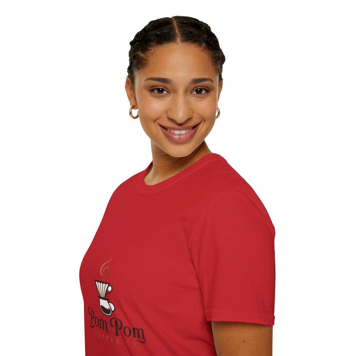 Pomeranian Pom Pom Coffee Pomeranian T-Shirt — “Fueled by Coffee and Pom Pom Energy”
