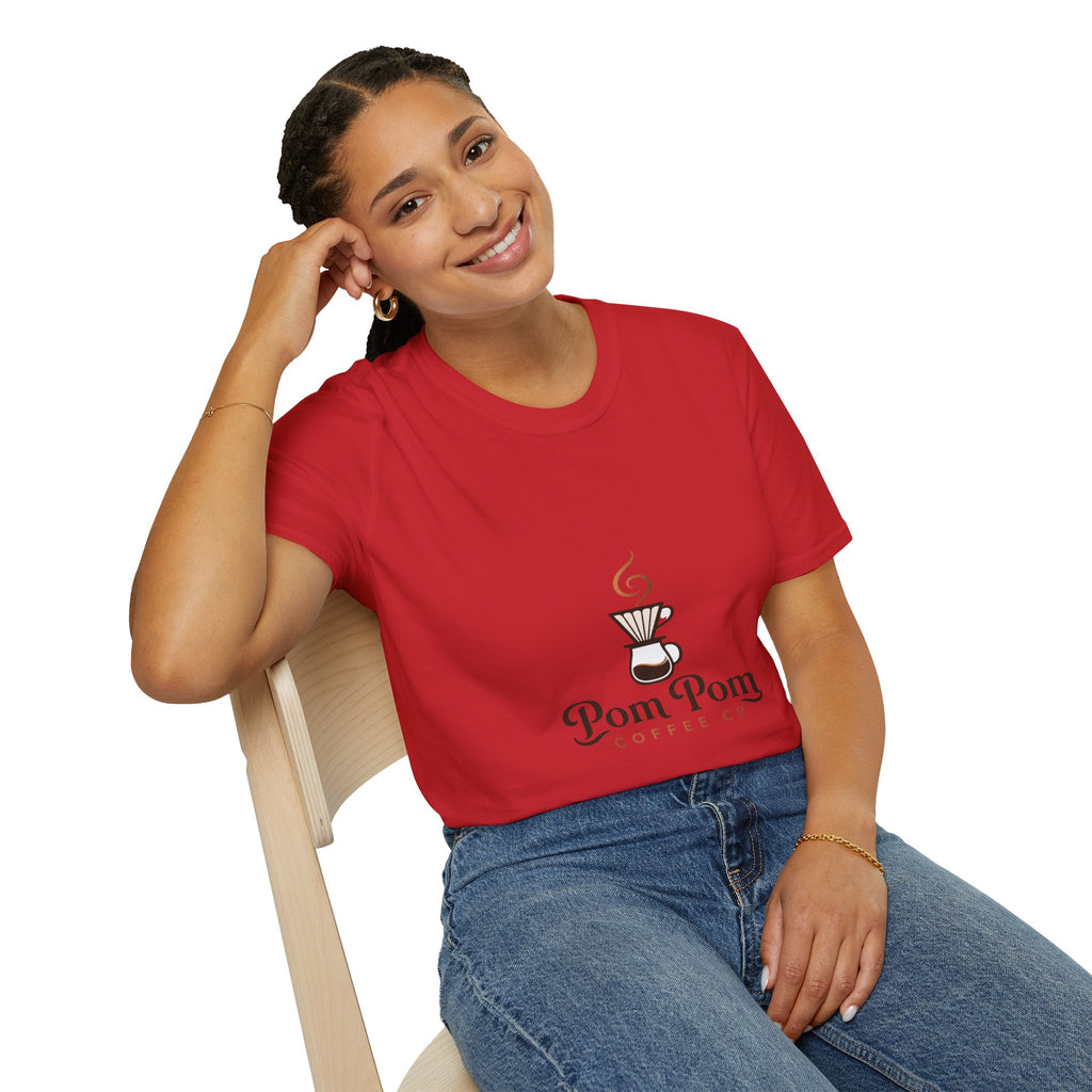 Pomeranian Pom Pom Coffee Pomeranian T-Shirt — “Fueled by Coffee and Pom Pom Energy”