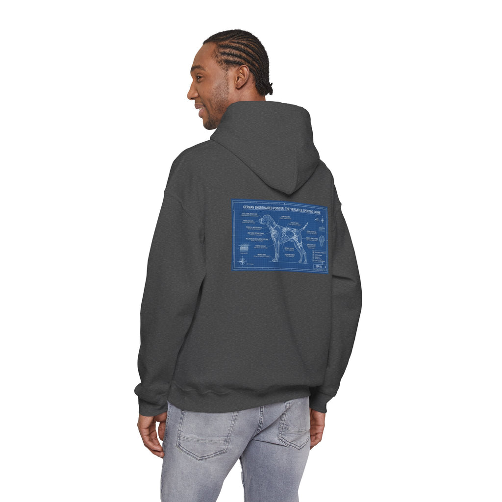 GSP 'Born to Hunt' Hoodie — German Shorthaired Pointer Blueprint Design
