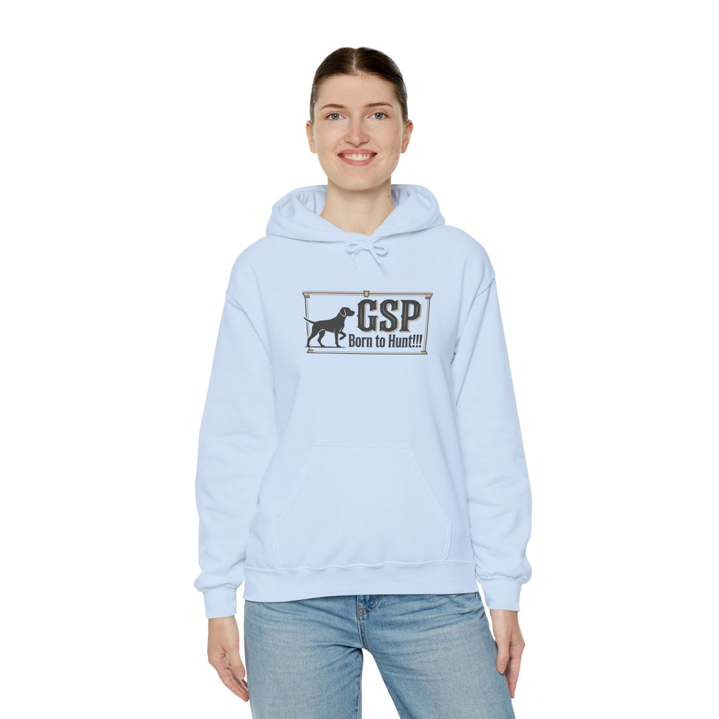 GSP 'Born to Hunt' Hoodie — German Shorthaired Pointer Blueprint Design
