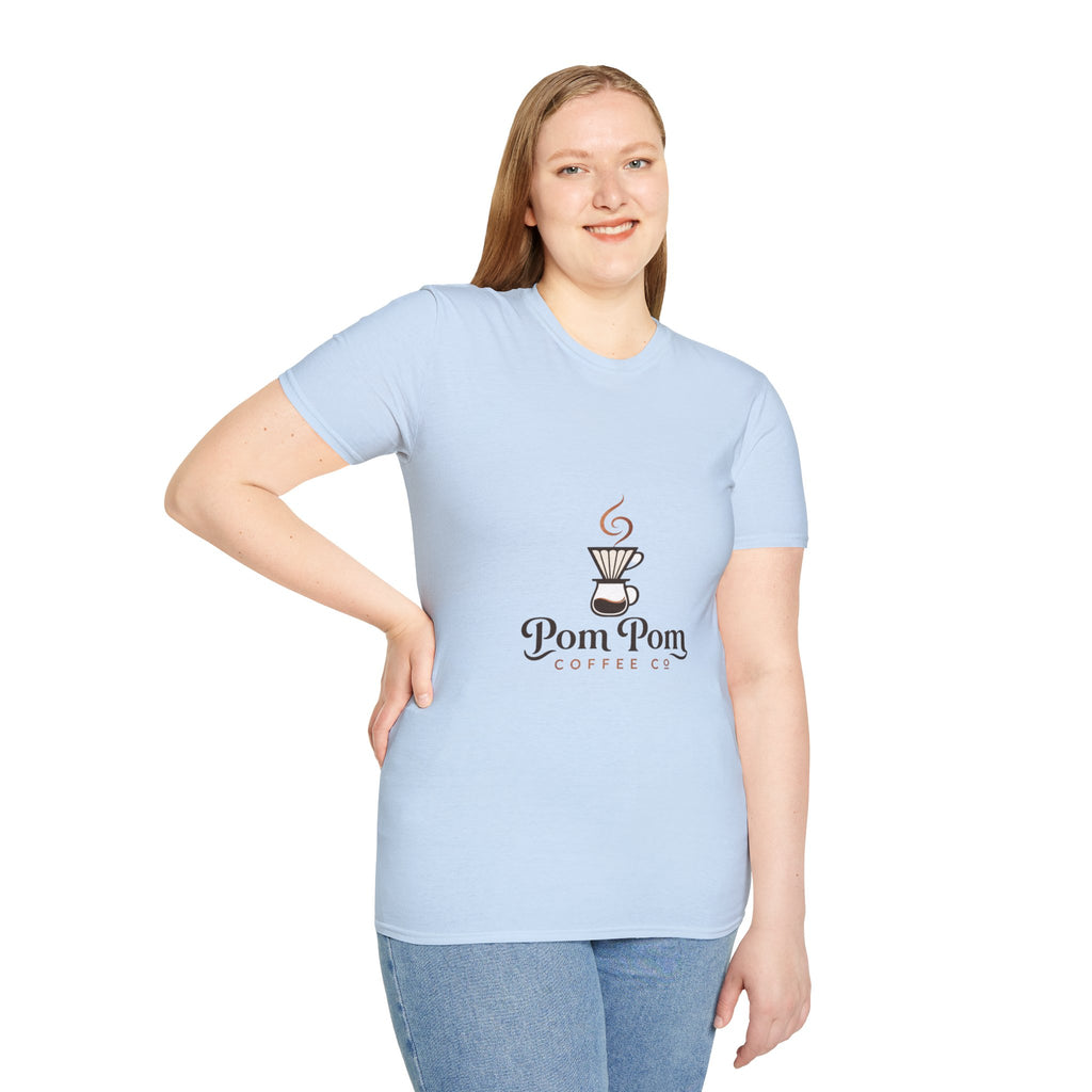 Pomeranian Pom Pom Coffee Pomeranian T-Shirt — “Fueled by Coffee and Pom Pom Energy”