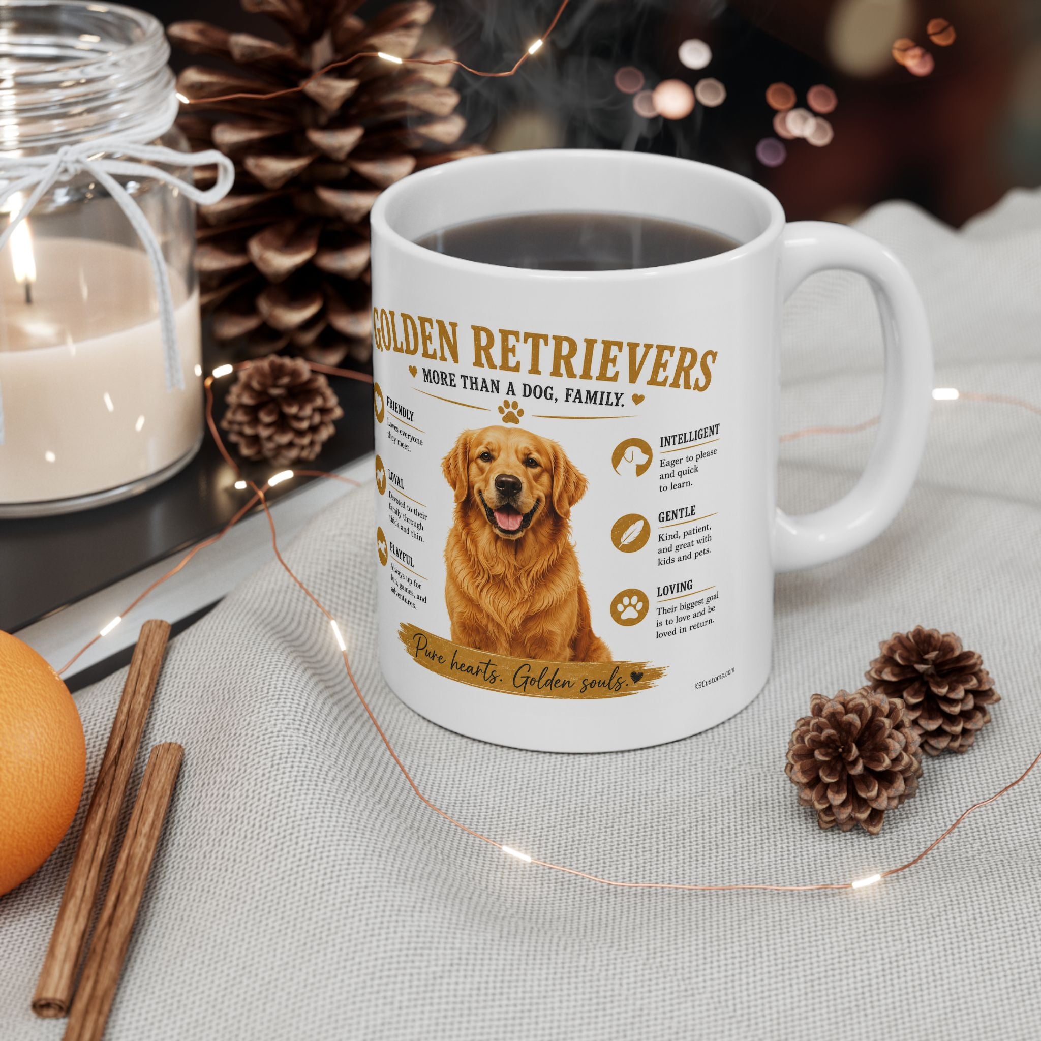 Golden Retriever Ceramic Mug – "Golden Rules" Dog Traits Coffee Cup (11oz/15oz)