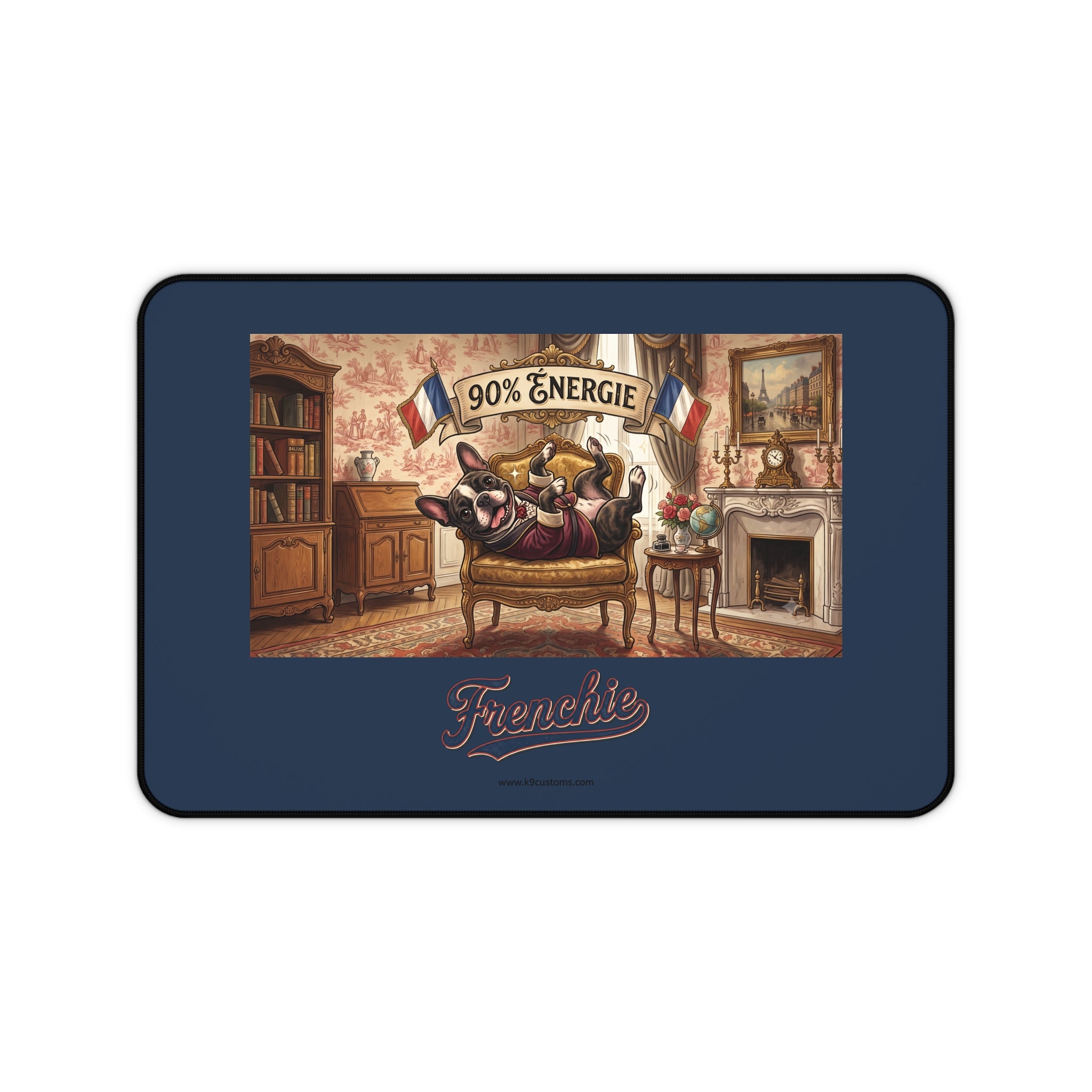 Frenchie Desk Mat – 90% Énergie French Bulldog Gaming/Office Mouse Pad