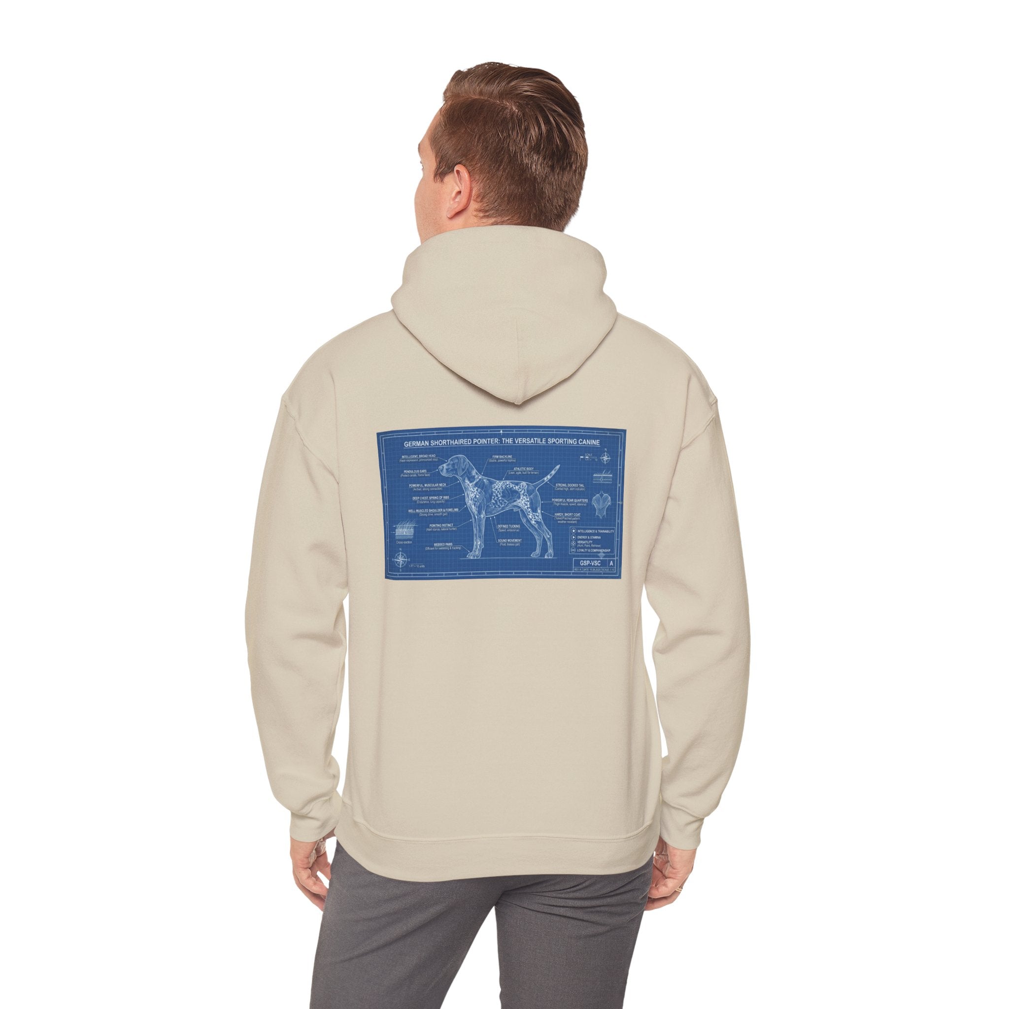 GSP 'Born to Hunt' Hoodie — German Shorthaired Pointer Blueprint Design