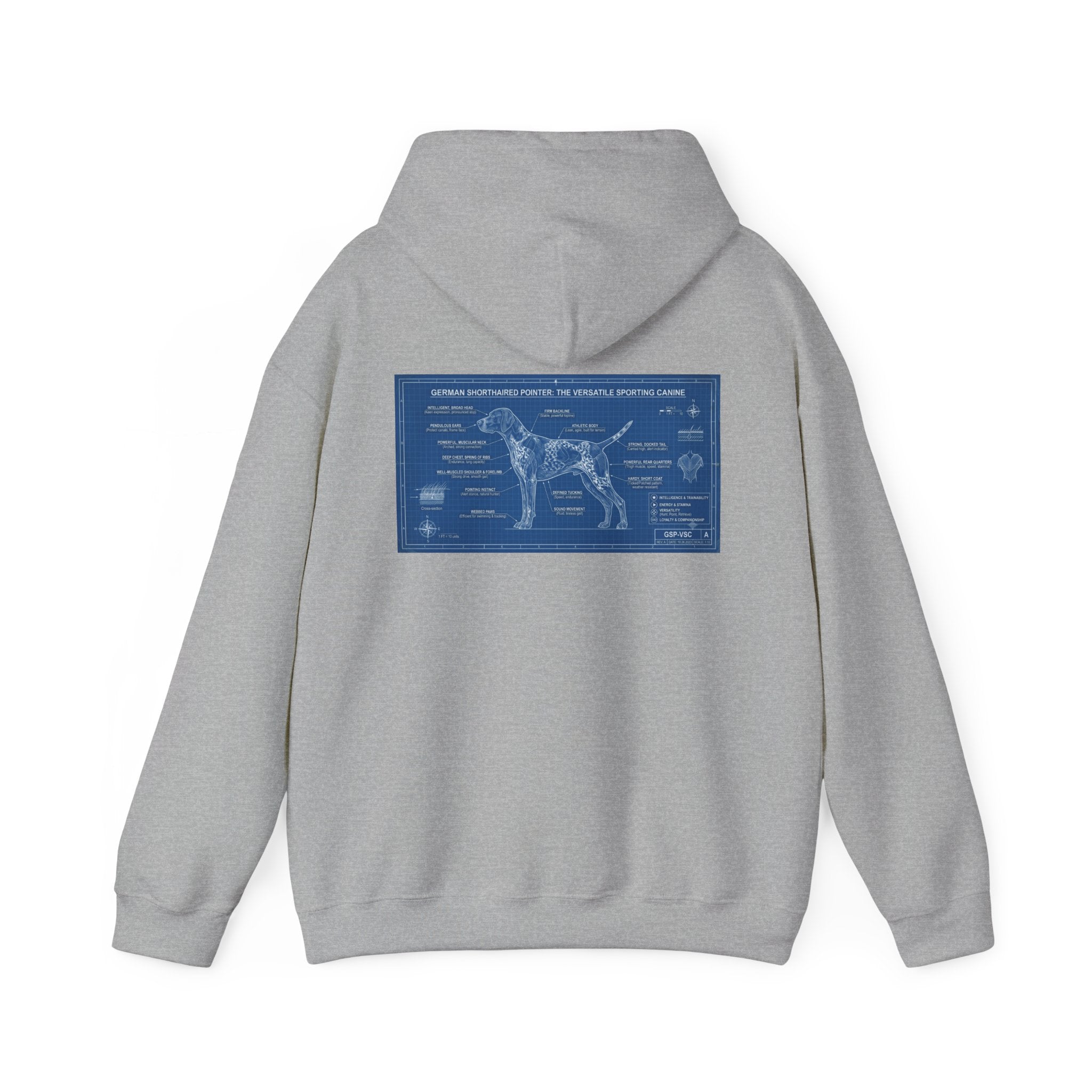GSP 'Born to Hunt' Hoodie — German Shorthaired Pointer Blueprint Design