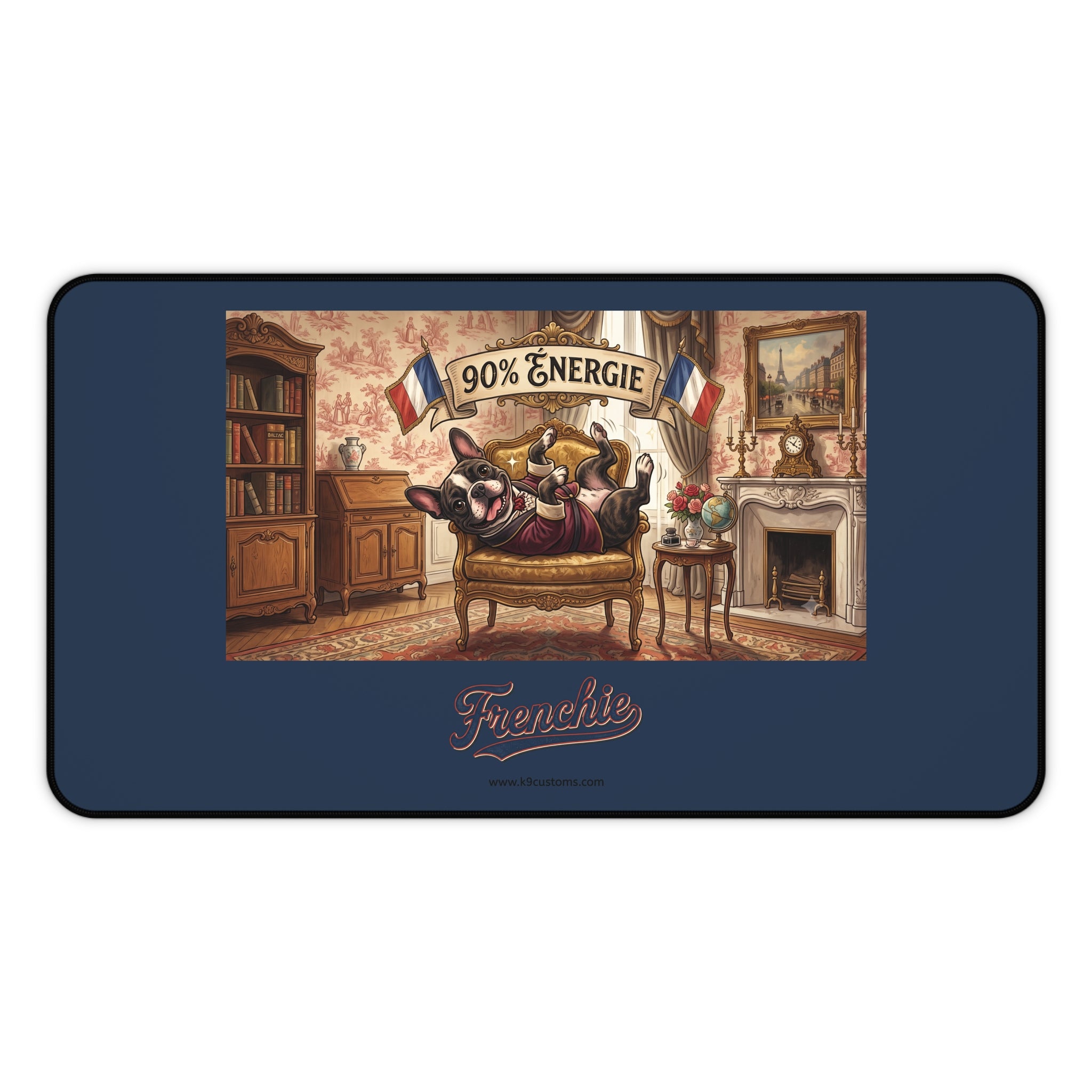 Frenchie Desk Mat – 90% Énergie French Bulldog Gaming/Office Mouse Pad