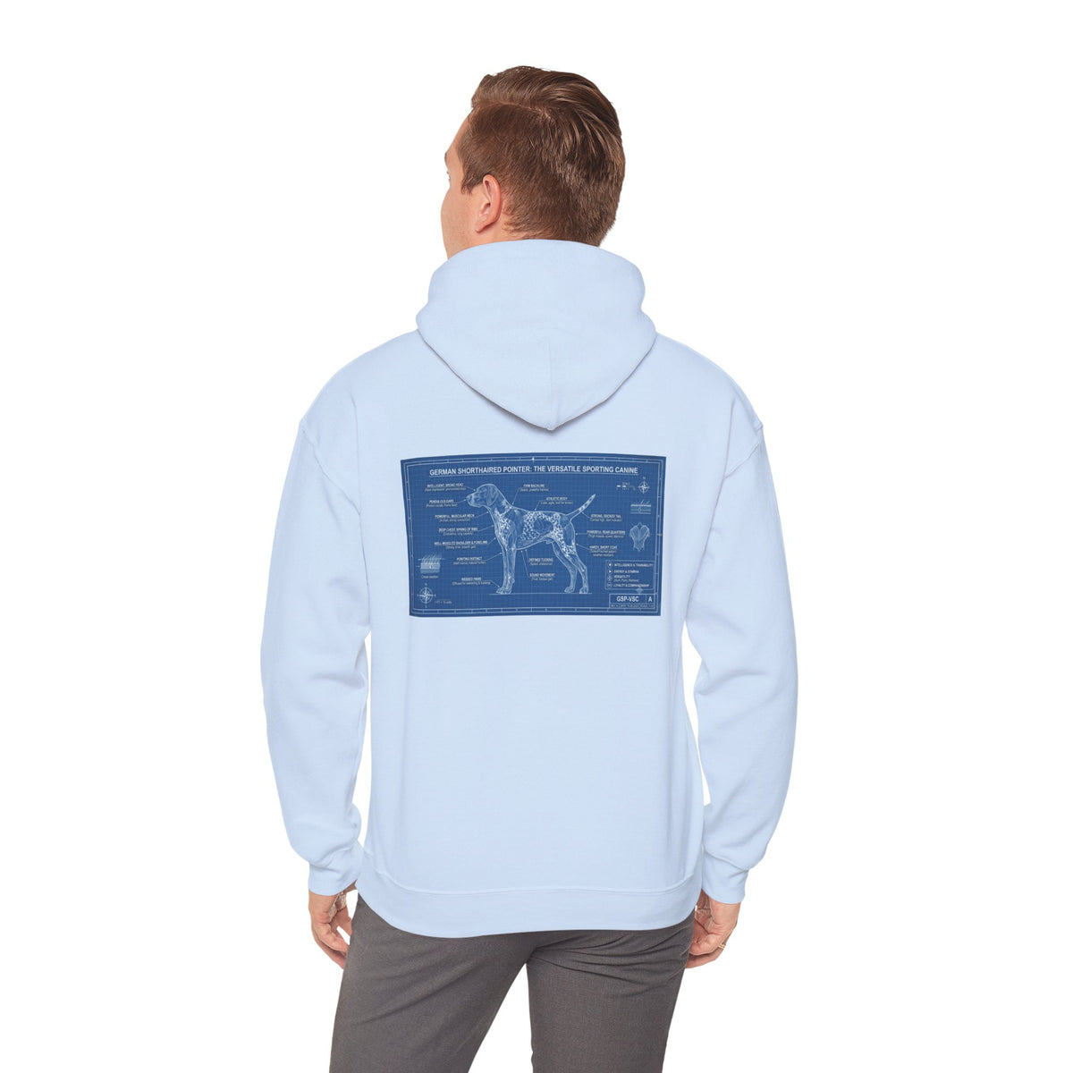 GSP 'Born to Hunt' Hoodie — German Shorthaired Pointer Blueprint Design