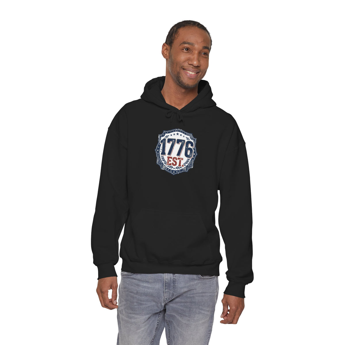 1776 Patriotic Hoodie — "Free Because of the Brave" Military Veteran Sweatshirt
