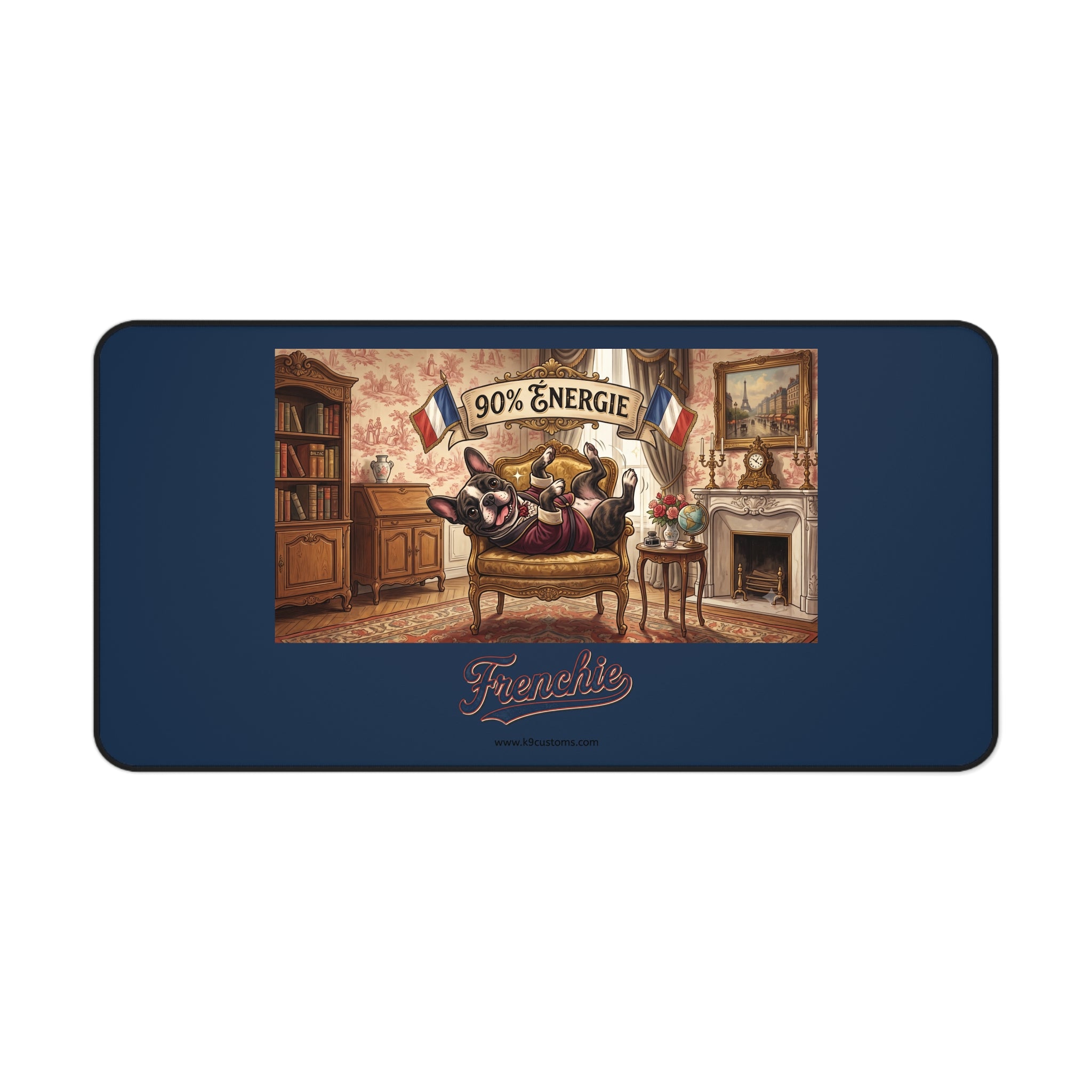 Frenchie Desk Mat – 90% Énergie French Bulldog Gaming/Office Mouse Pad