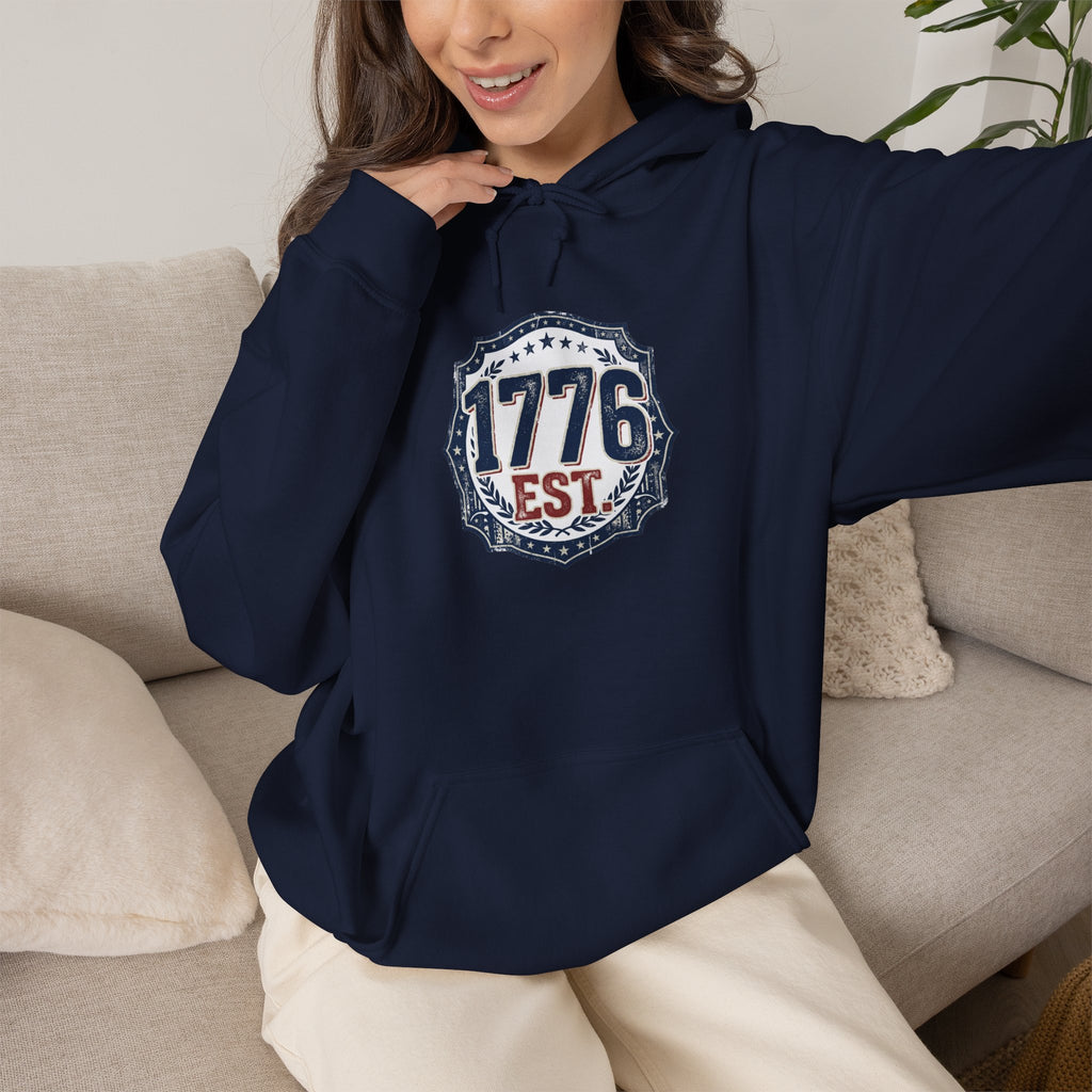 1776 Patriotic Hoodie — "Free Because of the Brave" Military Veteran Sweatshirt
