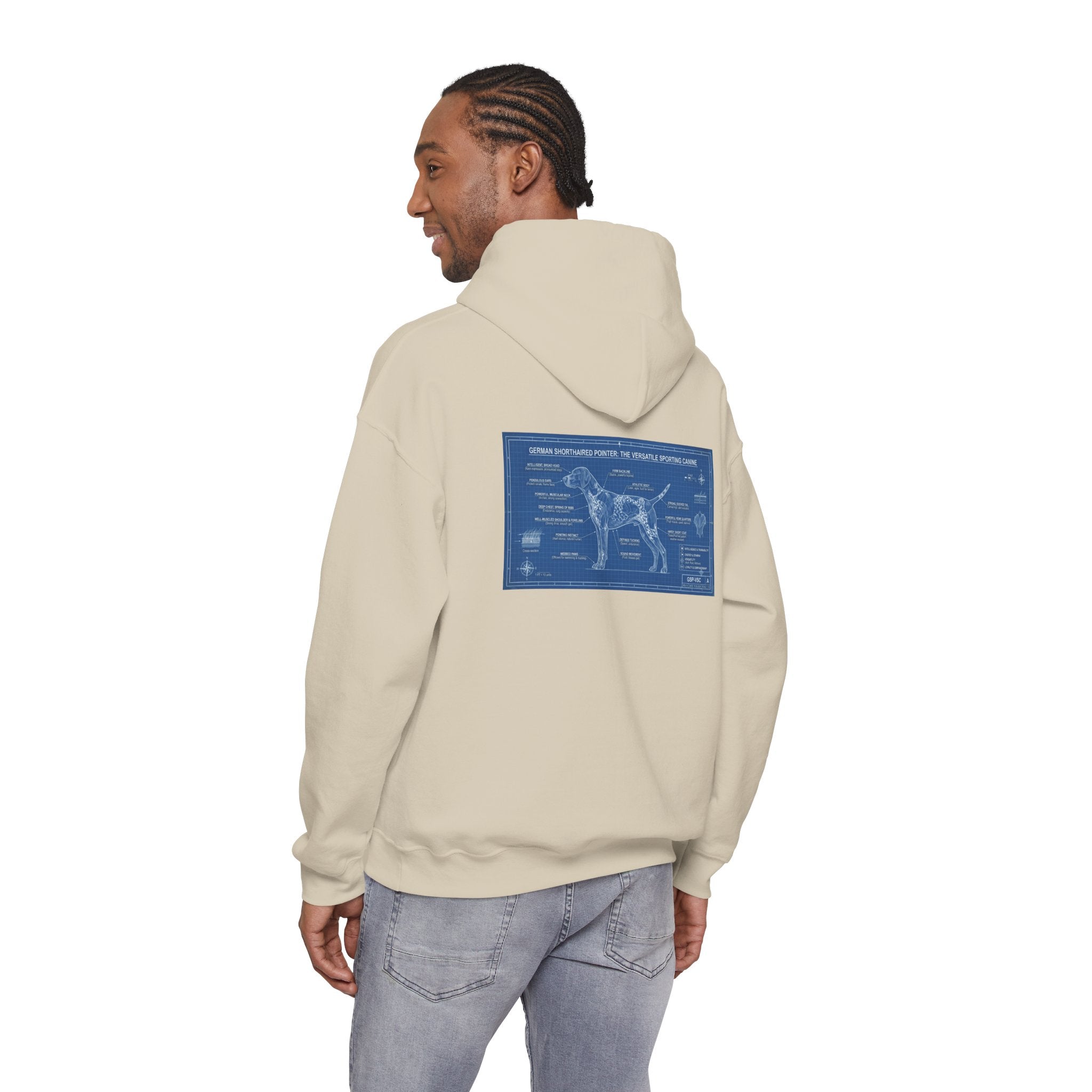 GSP 'Born to Hunt' Hoodie — German Shorthaired Pointer Blueprint Design
